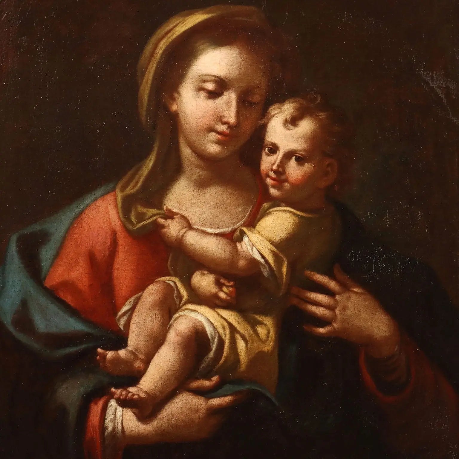 Antique Painting Virgin Mary with Child Oil on Canvas XVII Century | Art | Antique Painting