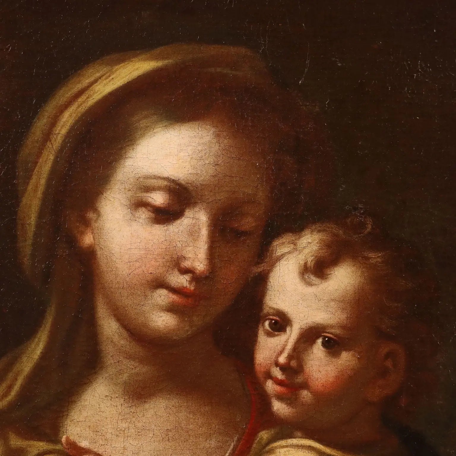 Antique Painting Virgin Mary with Child Oil on Canvas XVII Century | Art | Antique Painting