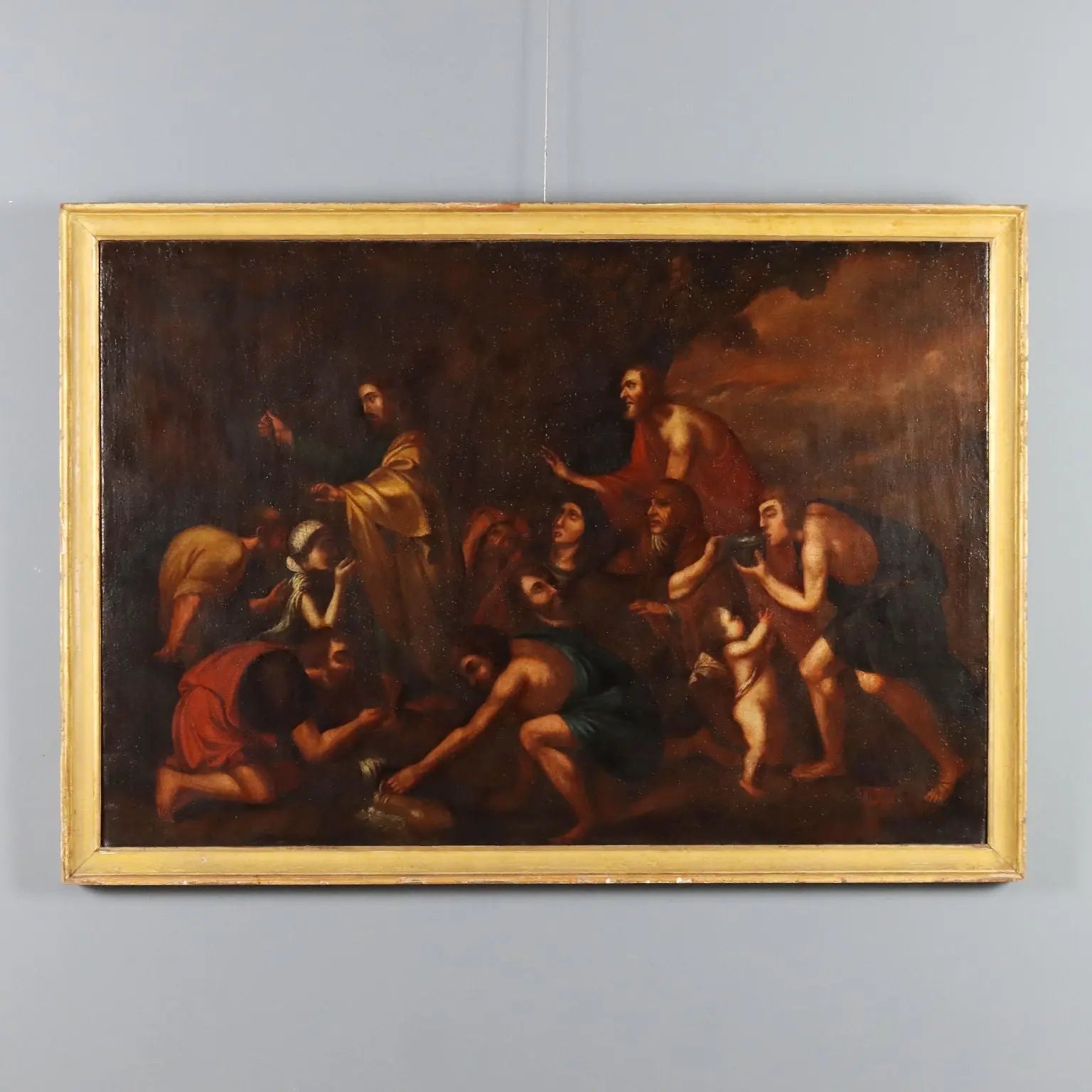Antique Painting Moses Brings Water from the Rock XVII Century | Art | Antique Painting