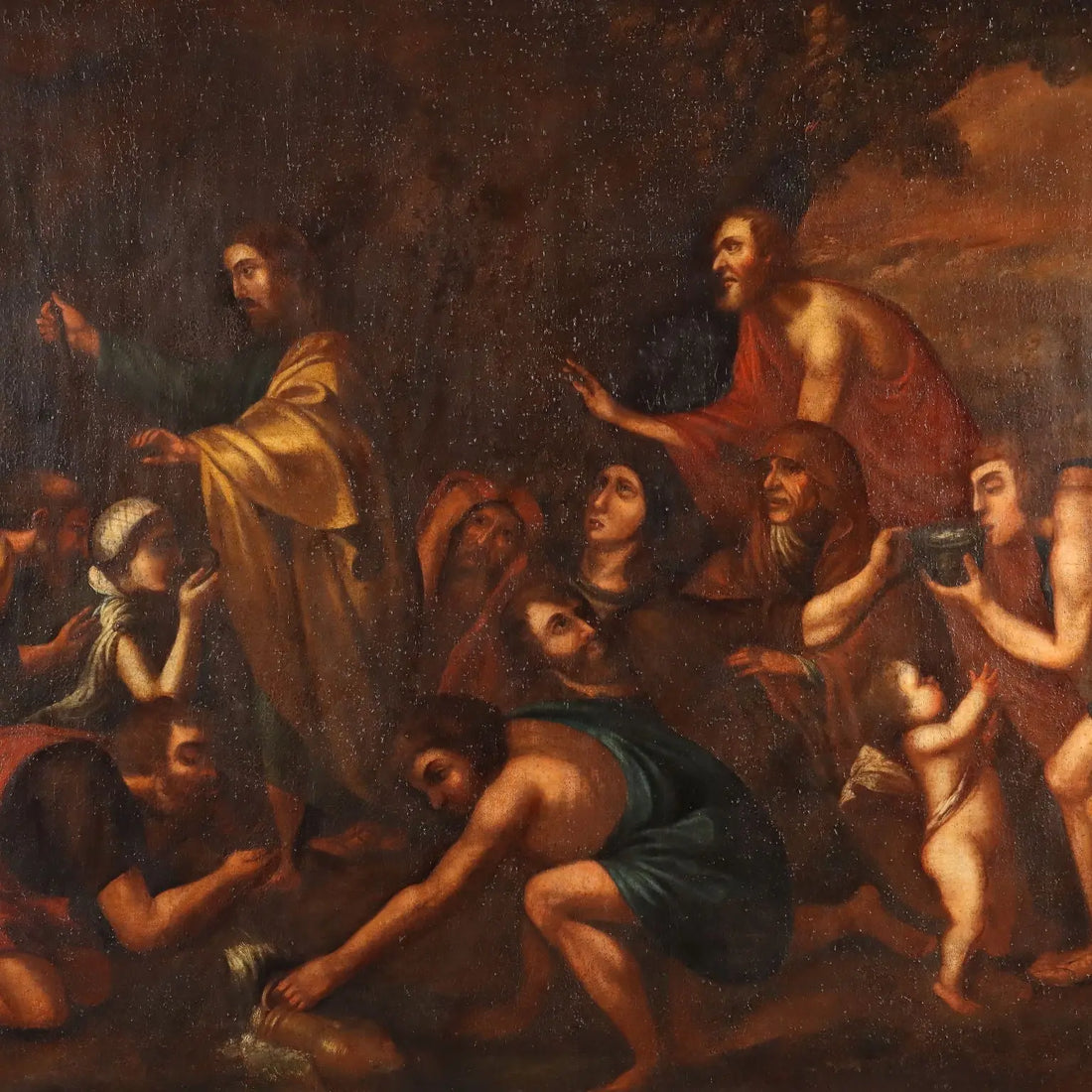 Antique Painting Moses Brings Water from the Rock XVII Century | Art | Antique Painting
