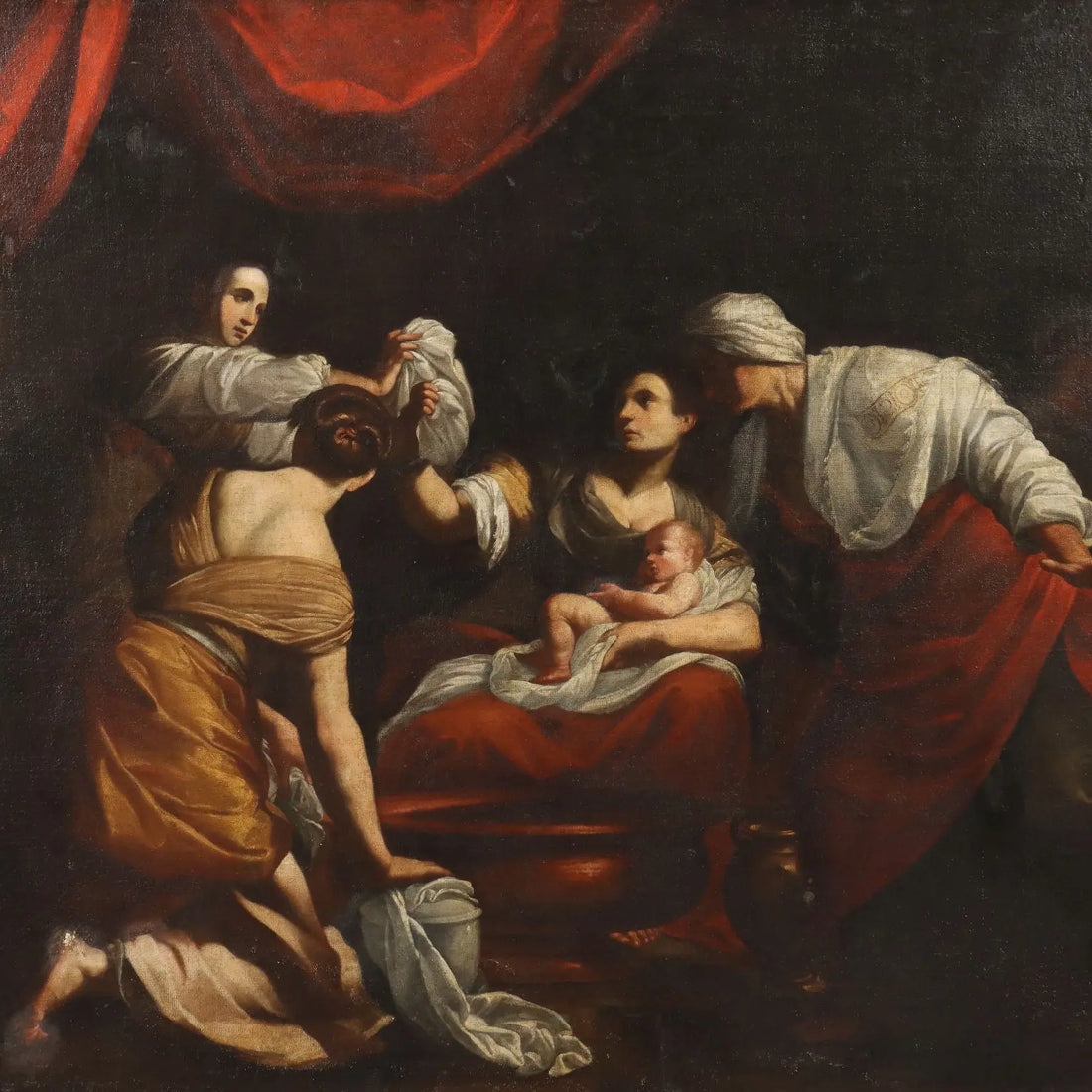 Antique Painting The Birth of the Virgin Mary Copy from S. Vouet '600 - Copy from Simon Vouet | Art | Antique Painting