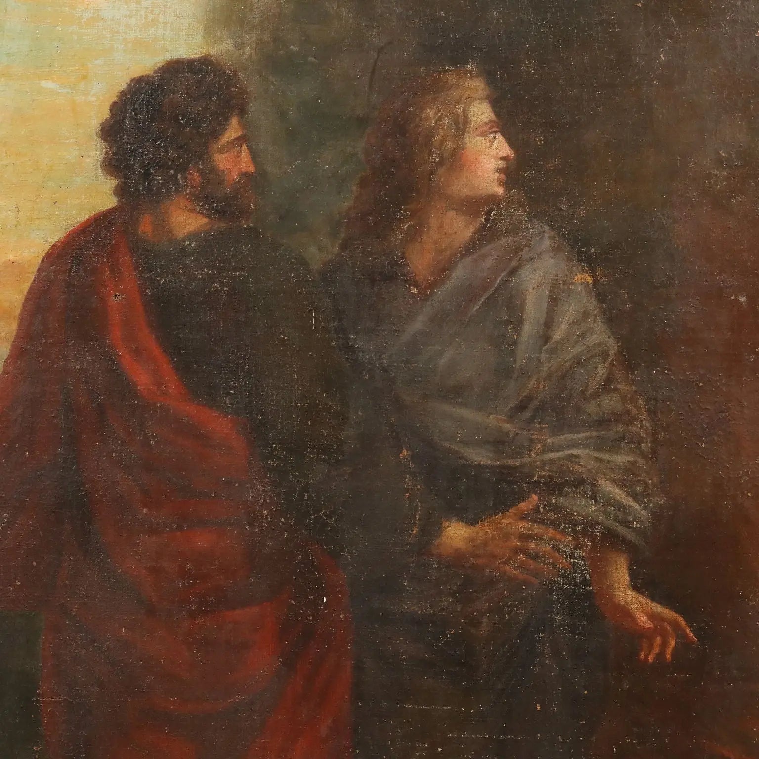 Antique Painting The Nymphs Burning Telemachus' Ship XVII Century