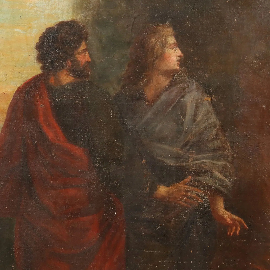 Antique Painting The Nymphs Burning Telemachus' Ship XVII Century