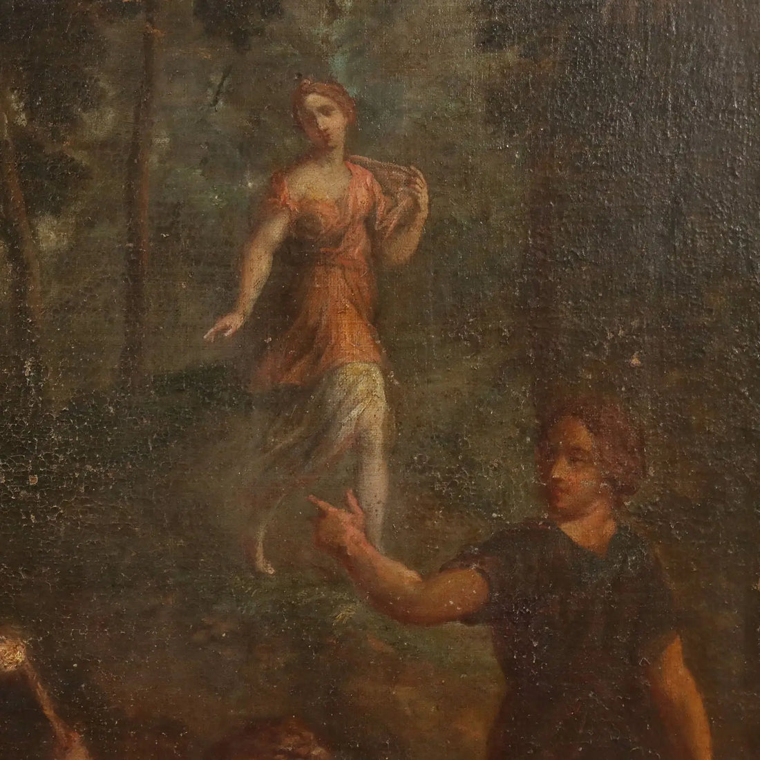 Antique Painting The Nymphs Burning Telemachus' Ship XVII Century