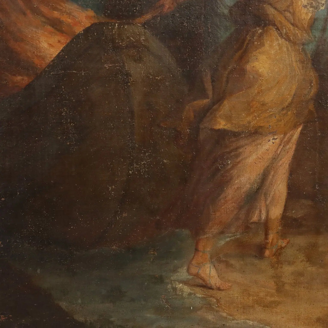 Antique Painting The Nymphs Burning Telemachus' Ship XVII Century