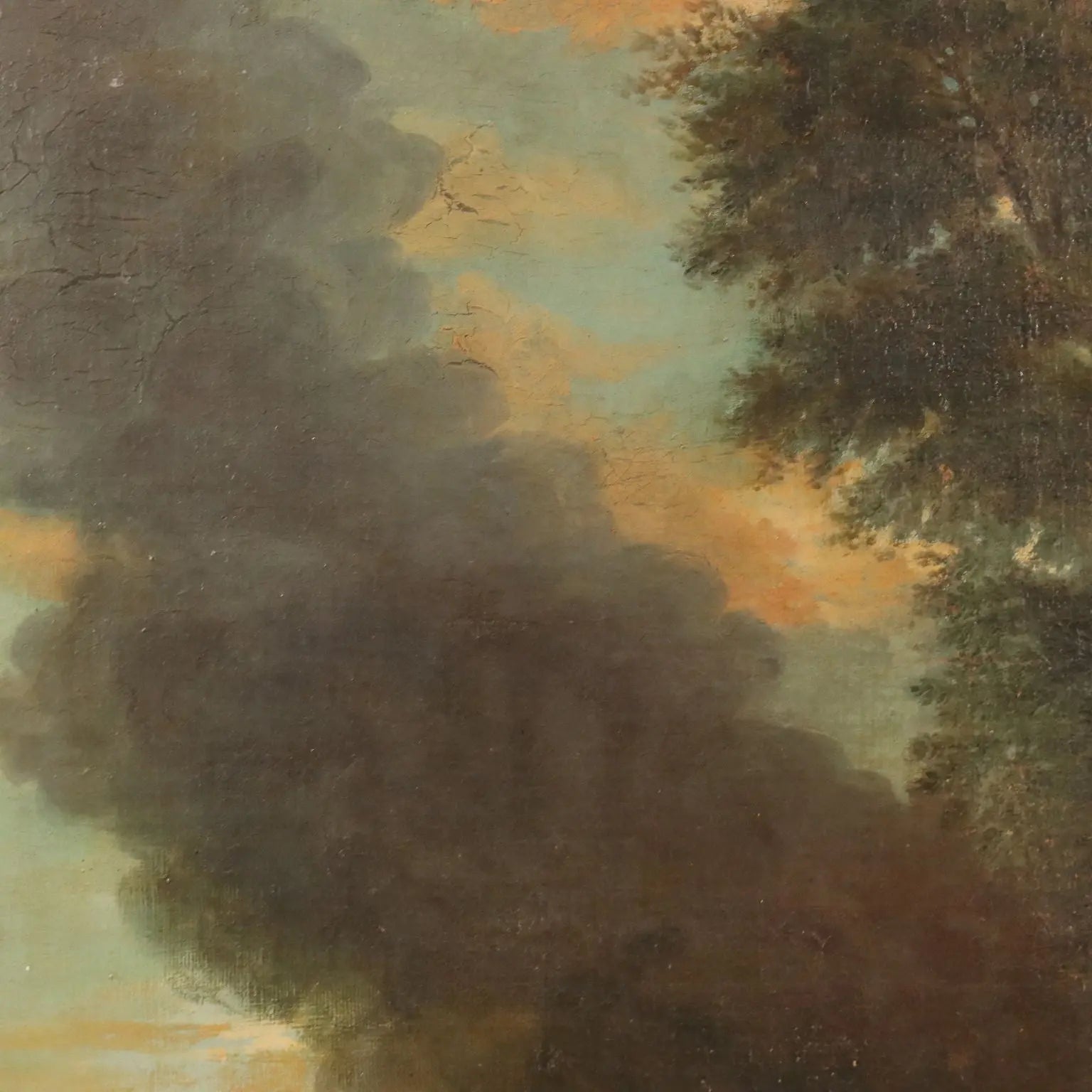 Antique Painting The Nymphs Burning Telemachus' Ship XVII Century