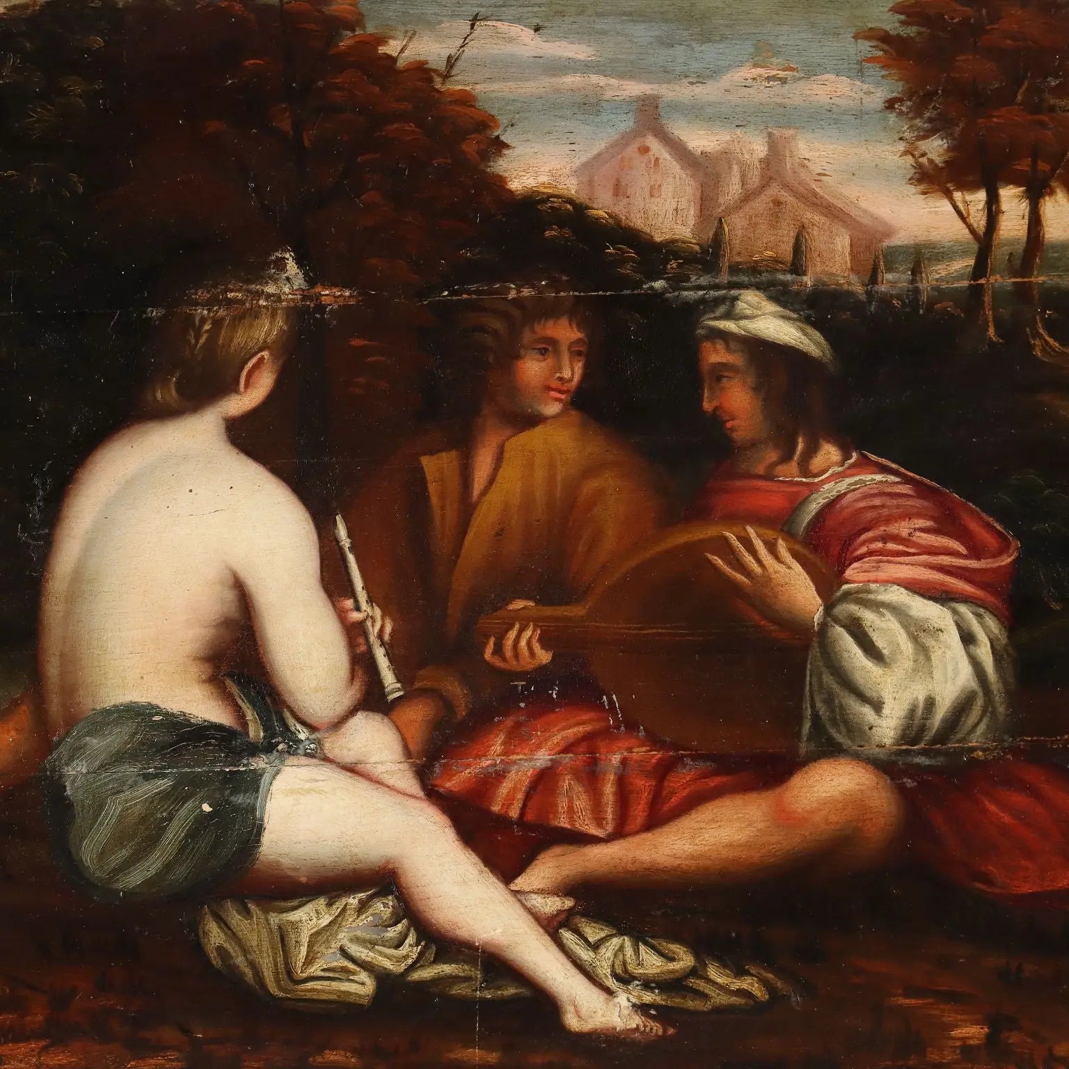 Antique Painting Concert Oil on Hardboard Italy XVIII Century | Art | Antique Painting
