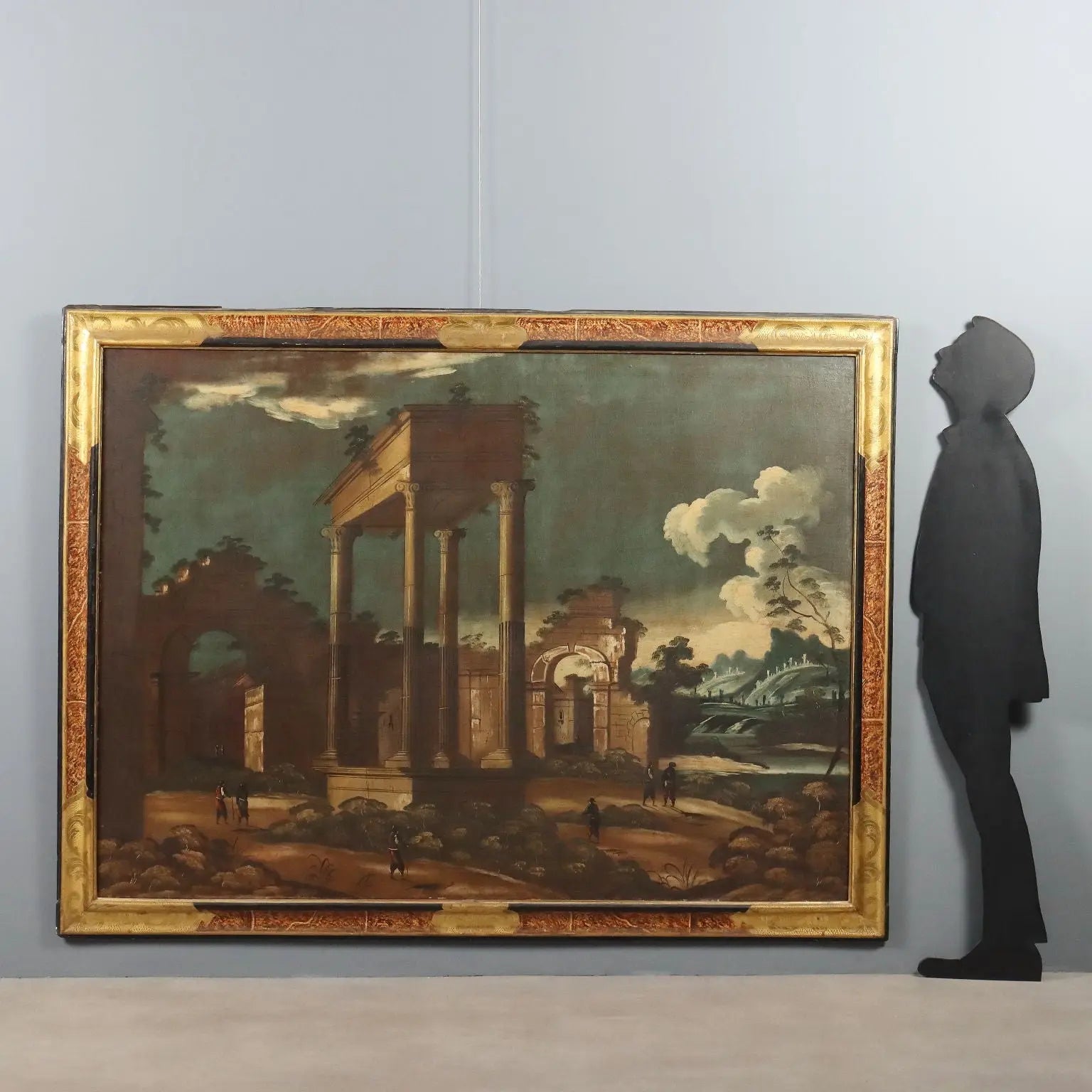Antique Painting Architectural Landscape Oil on Canvas XVIII Century
