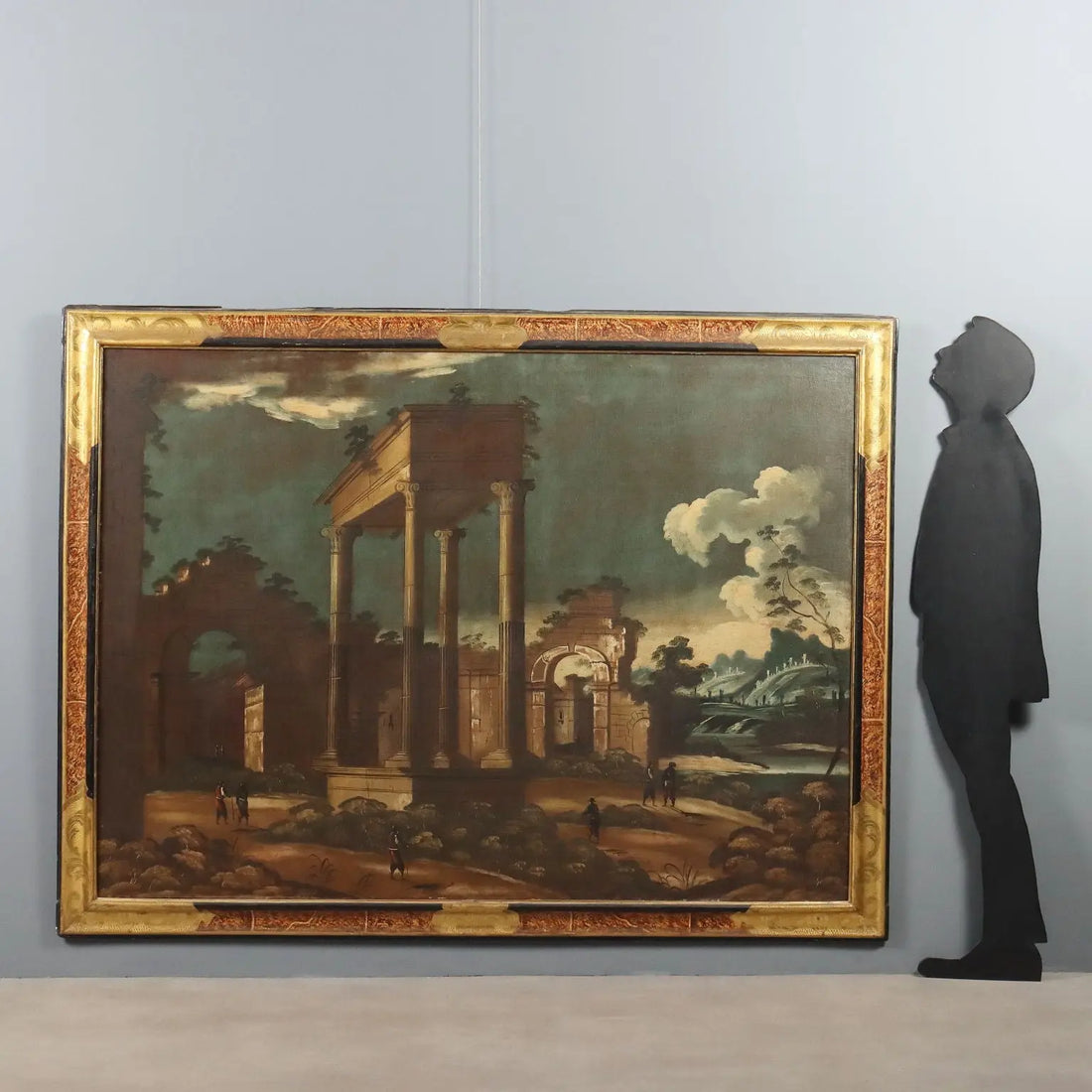 Antique Painting Architectural Landscape Oil on Canvas XVIII Century