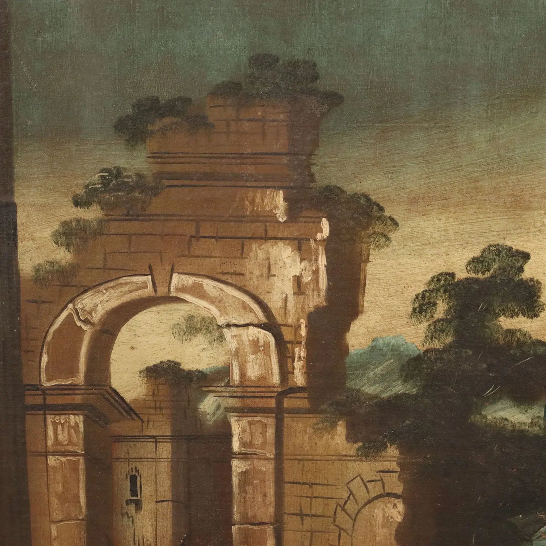 Antique Painting Architectural Landscape Oil on Canvas XVIII Century