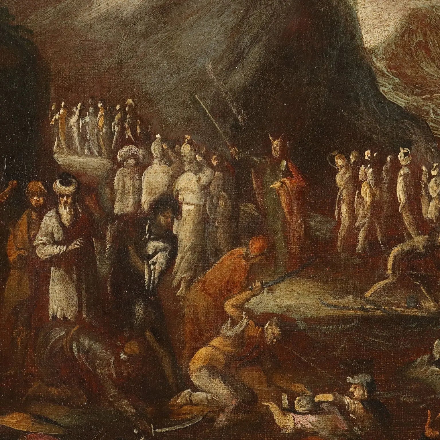 Antique Painting The Crossing of the Red Sea Oil on Canvas '600 | Art | Antique Painting