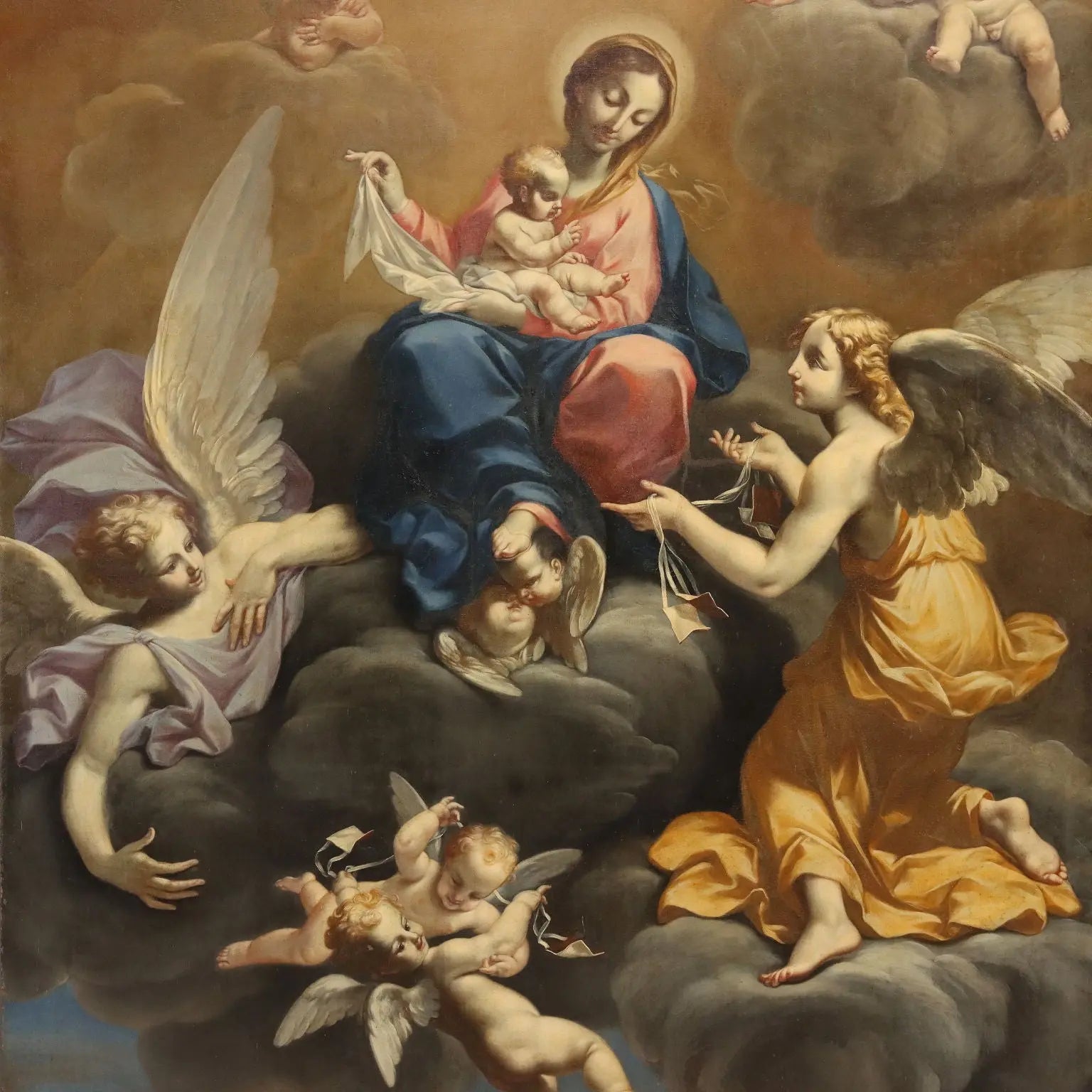 Antique Painting Virgin Mary and Child Oil on Canvas XVIII Century | Art | Antique Painting