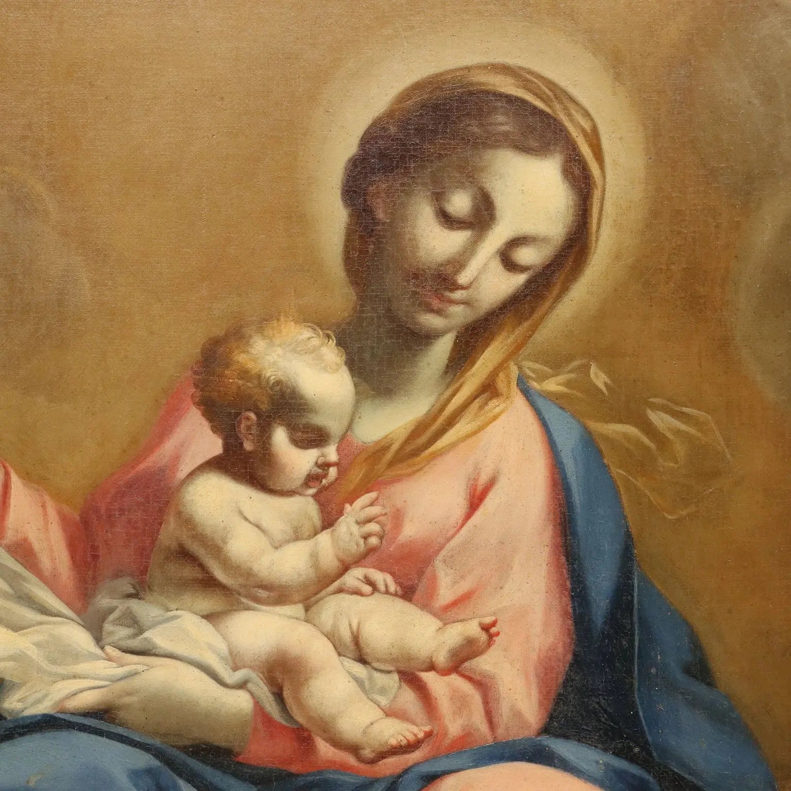 Antique Painting Virgin Mary and Child Oil on Canvas XVIII Century | Art | Antique Painting