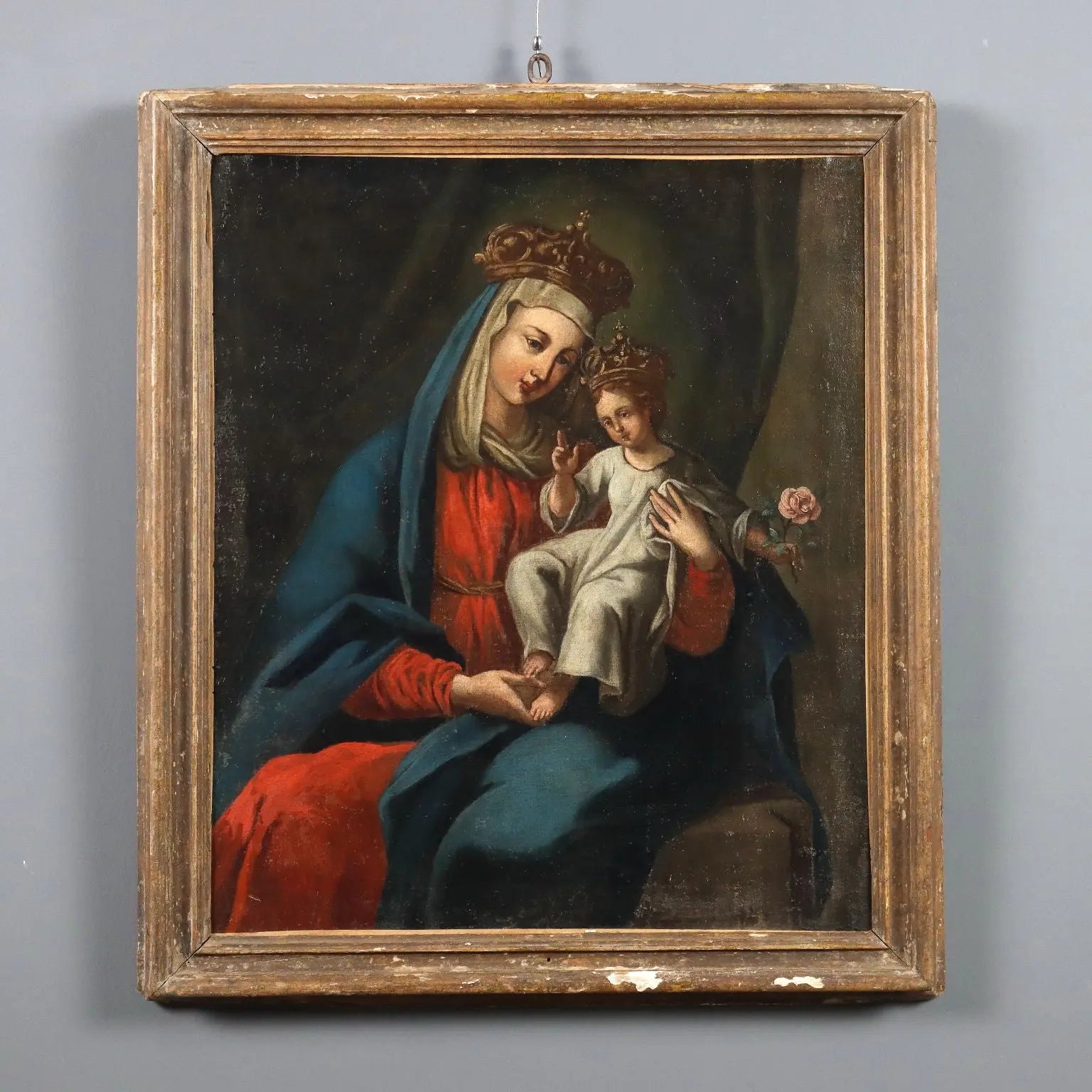 Antique Painting Virgin Mary and Child Oil on Canvas XVII Century | Art | Antique Painting