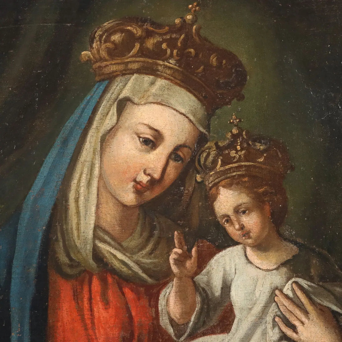 Antique Painting Virgin Mary and Child Oil on Canvas XVII Century | Art | Antique Painting