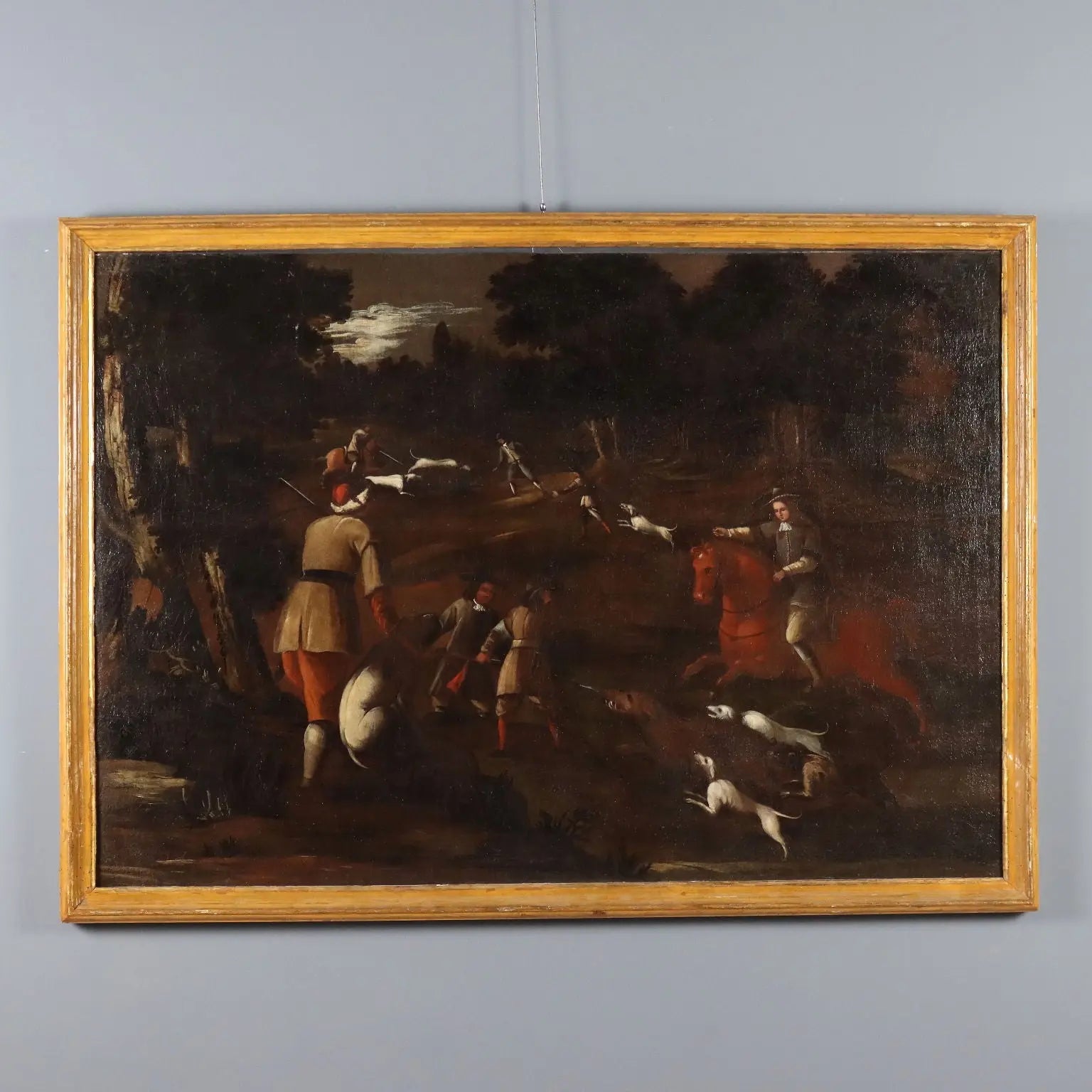 Antique Painting Hunting Scene Oil on Canvas Italy XVIII Century | Art | Antique Painting