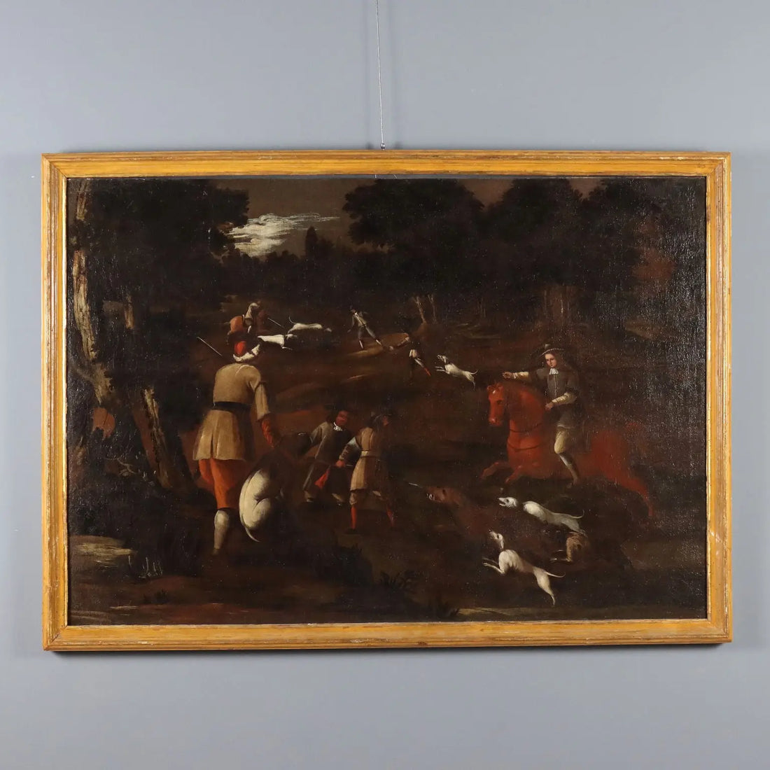 Antique Painting Hunting Scene Oil on Canvas Italy XVIII Century | Art | Antique Painting