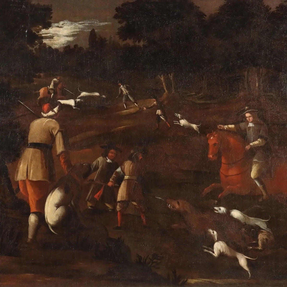 Antique Painting Hunting Scene Oil on Canvas Italy XVIII Century | Art | Antique Painting