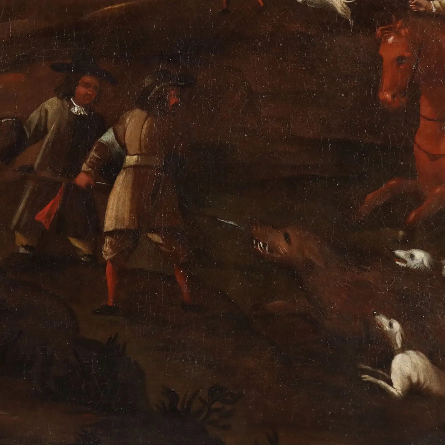 Antique Painting Hunting Scene Oil on Canvas Italy XVIII Century | Art | Antique Painting