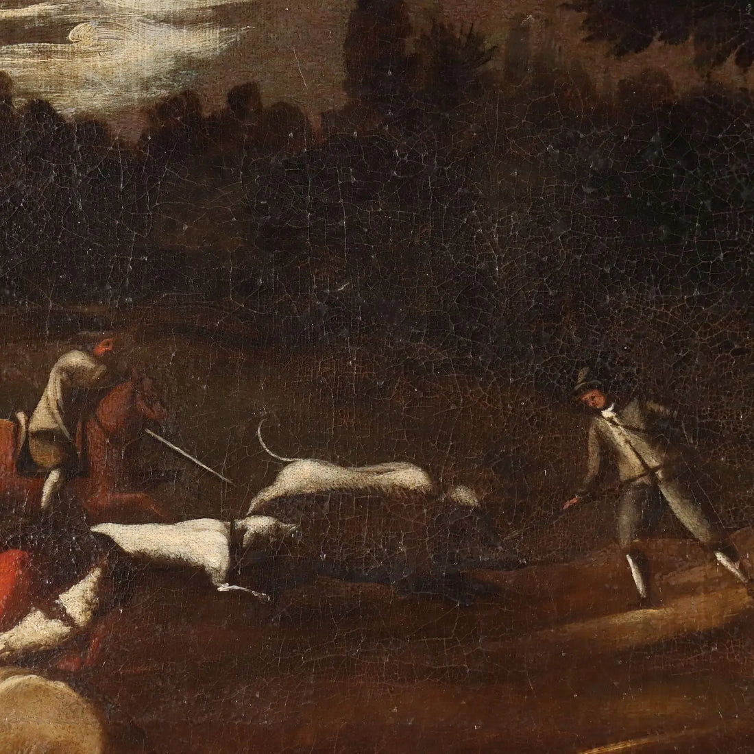 Antique Painting Hunting Scene Oil on Canvas Italy XVIII Century | Art | Antique Painting