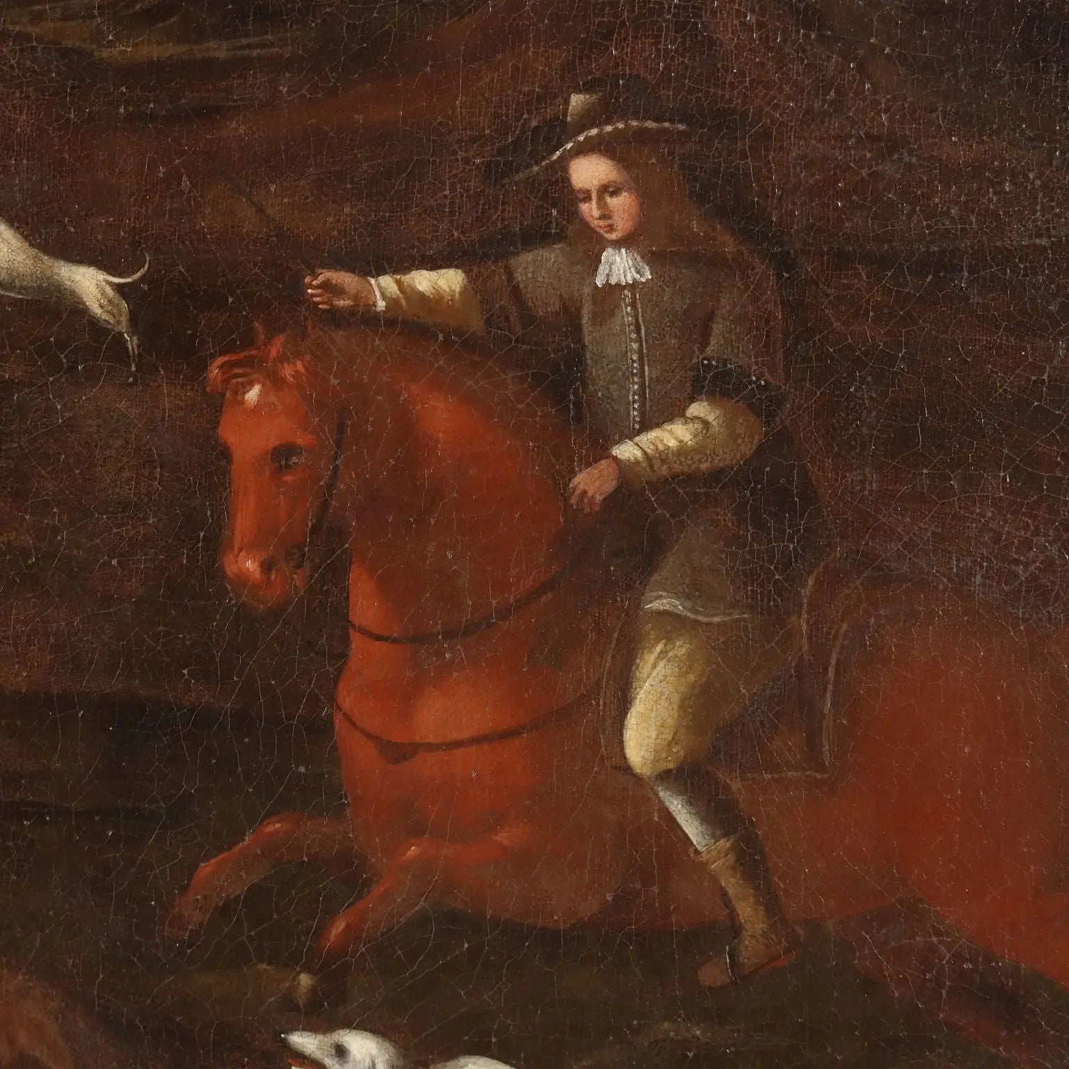 Antique Painting Hunting Scene Oil on Canvas Italy XVIII Century | Art | Antique Painting