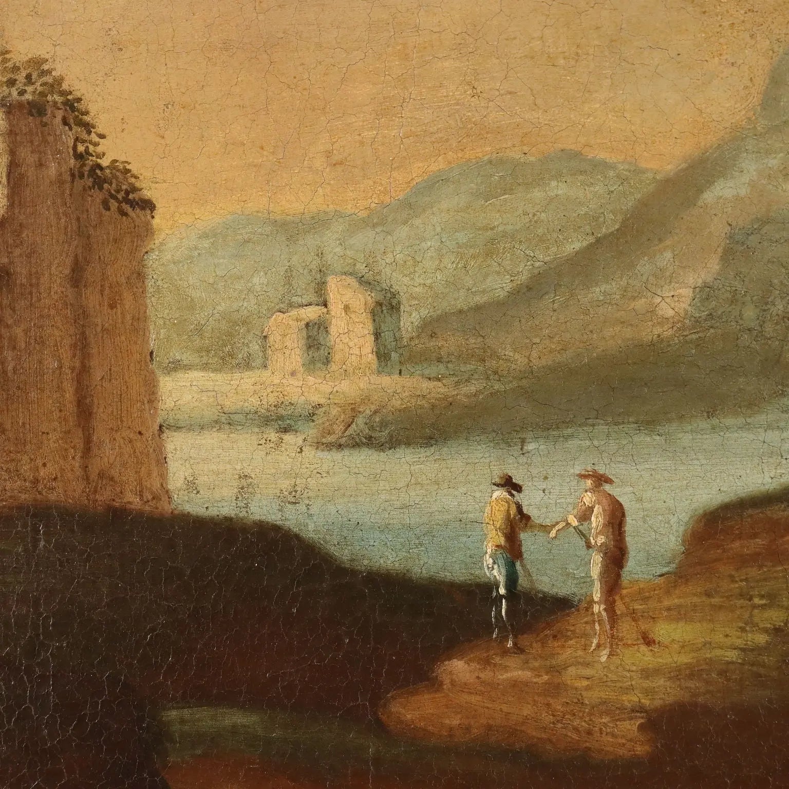 Antique Painting Landscape with Figures Oil on Canvas XVIII Century | Art | Antique Painting