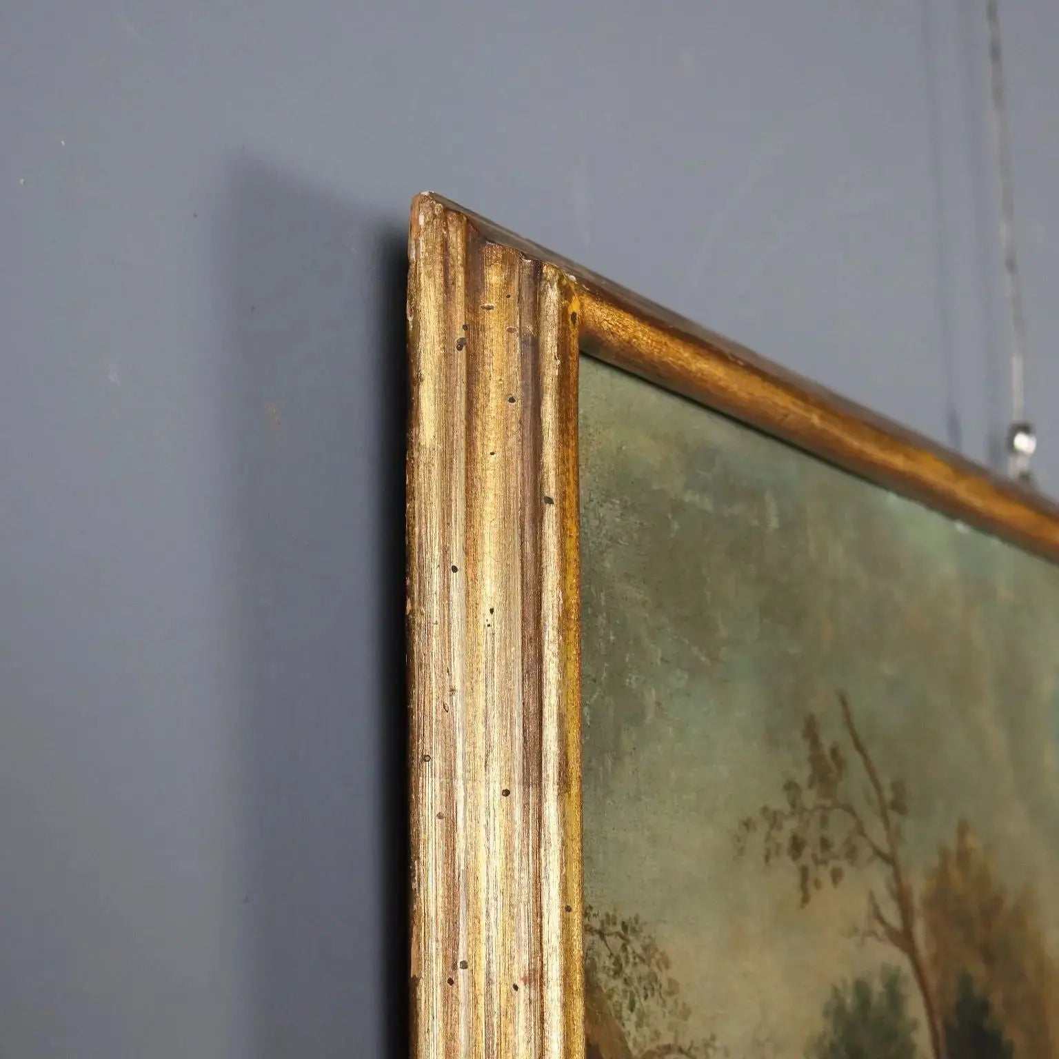 Antique Painting Landscape with Figures Oil on Canvas '700