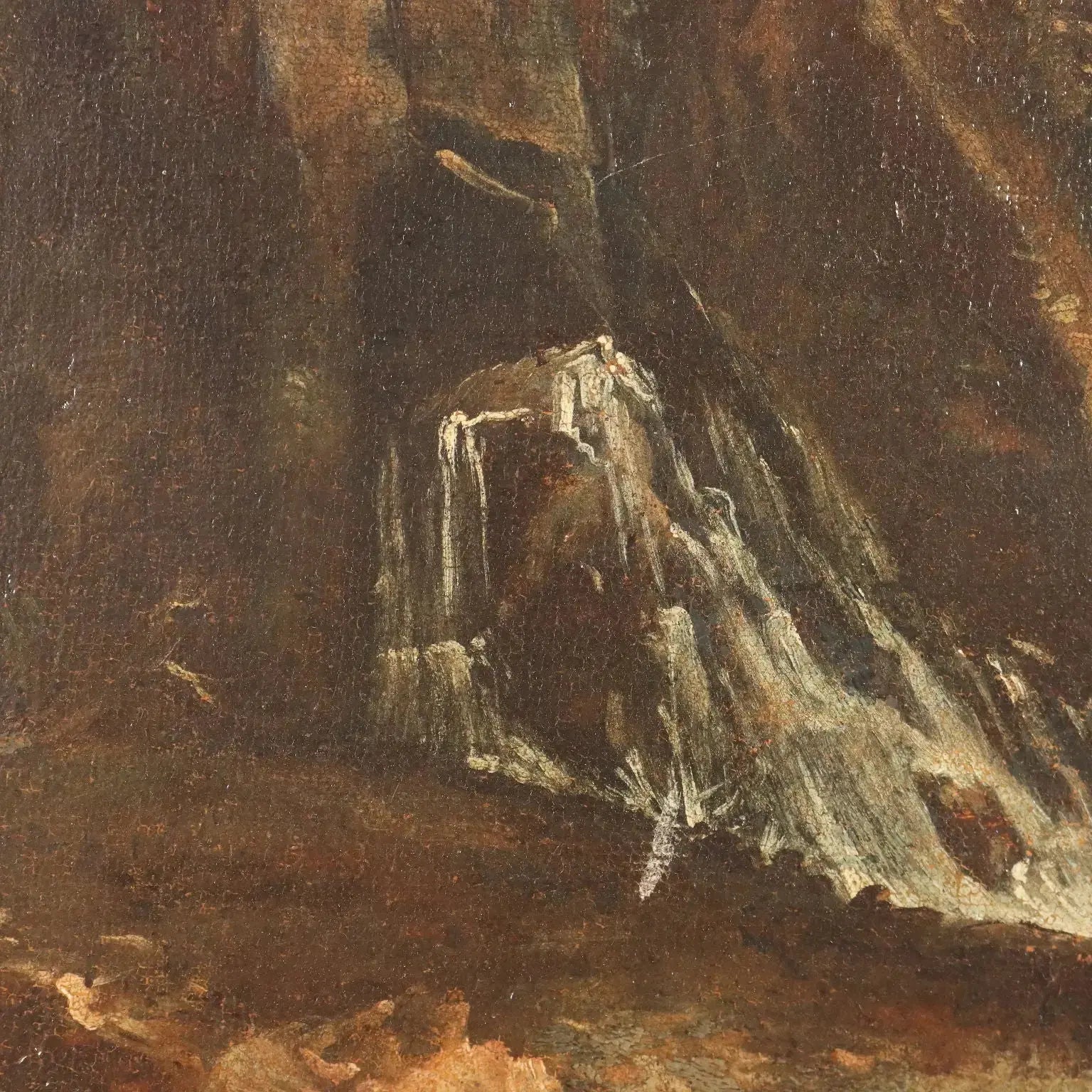 Antique Painting Landscape with Figures Oil on Canvas '700