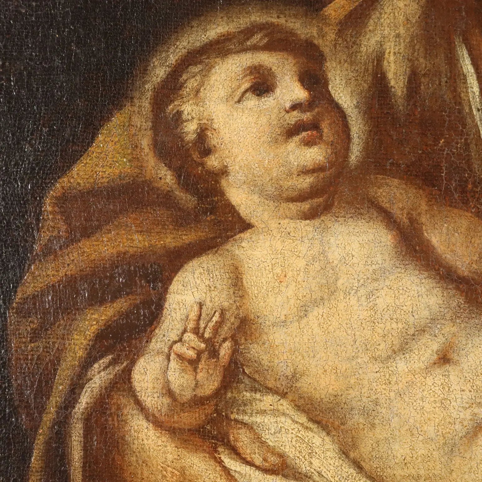 Antique Painting Saint Joseph Oil on Canvas Italy XVII Century