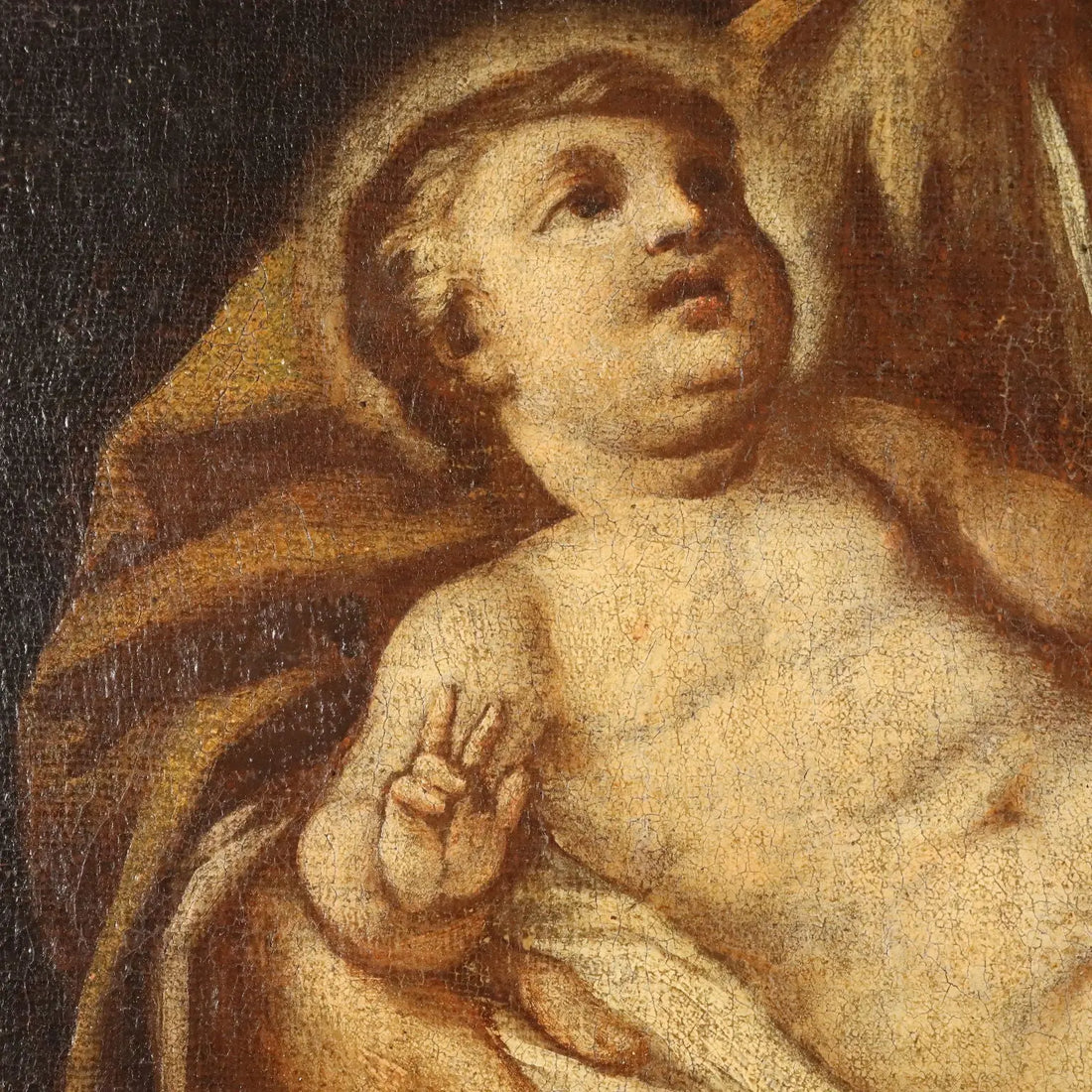 Antique Painting Saint Joseph Oil on Canvas Italy XVII Century
