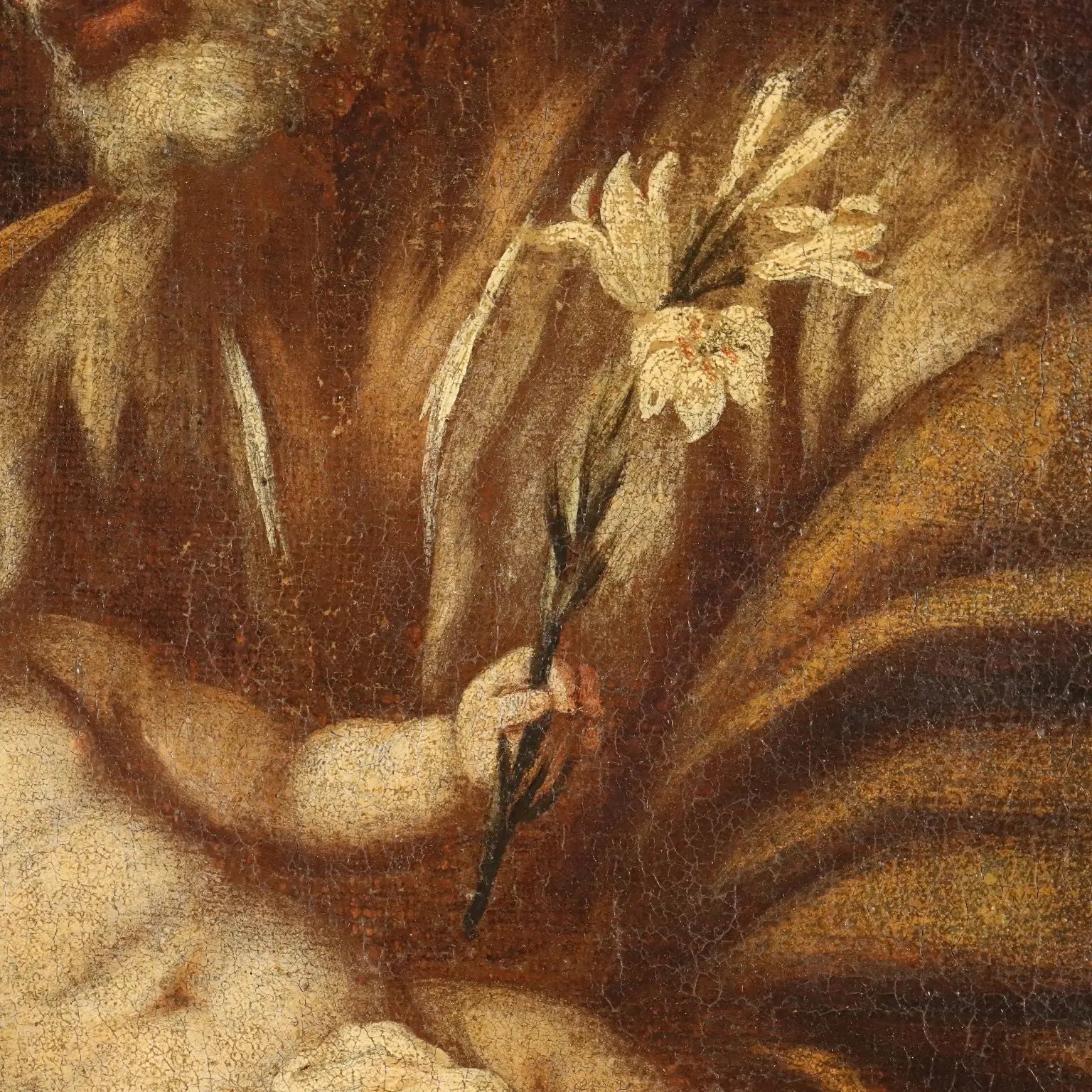 Antique Painting Saint Joseph Oil on Canvas Italy XVII Century