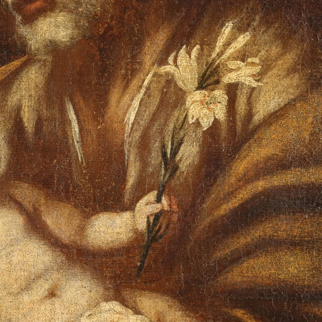 Antique Painting Saint Joseph Oil on Canvas Italy XVII Century
