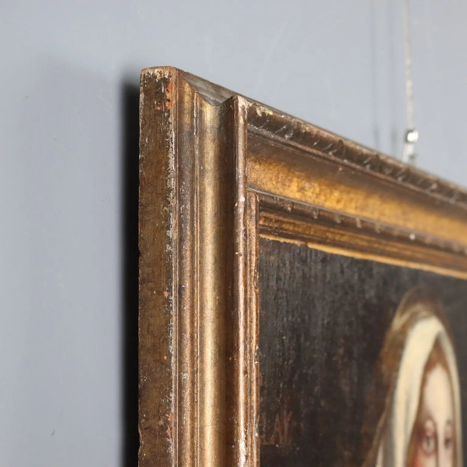 Antique Painting Virgin Mary with Child Oil on Canvas XVIII Century
