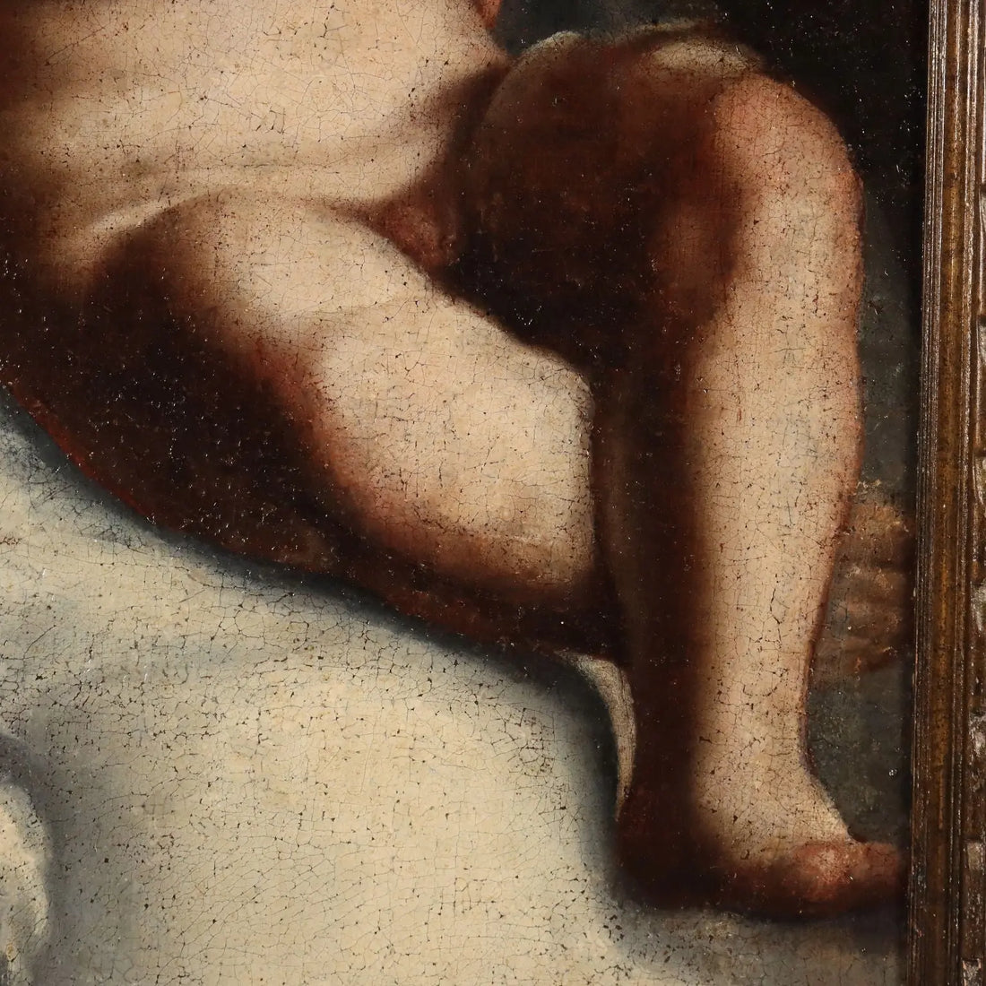 Antique Painting Virgin Mary with Child Oil on Canvas XVIII Century