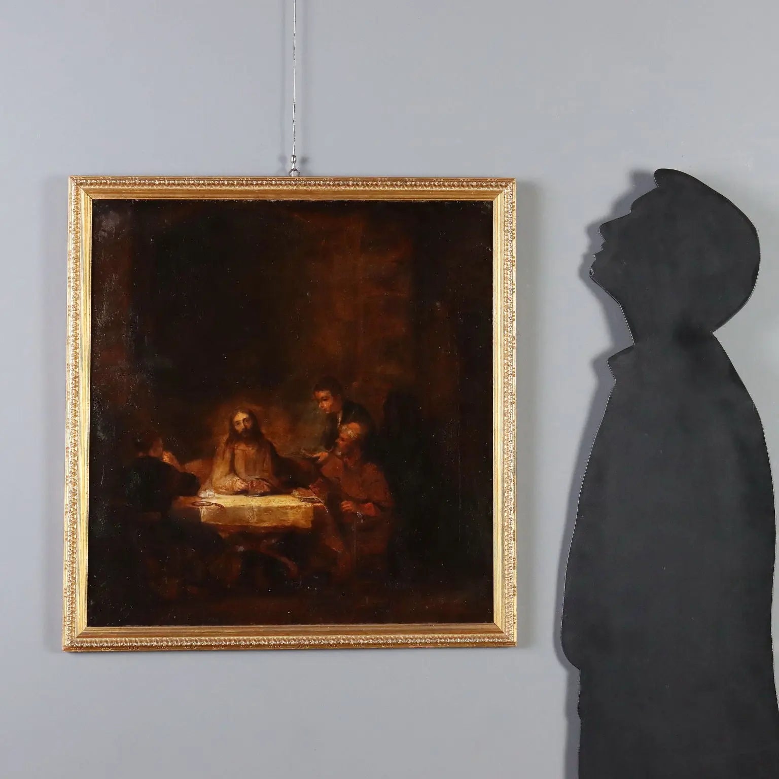 Antique Painting Supper at Emmaus Oil on Painting Italy XIX Century