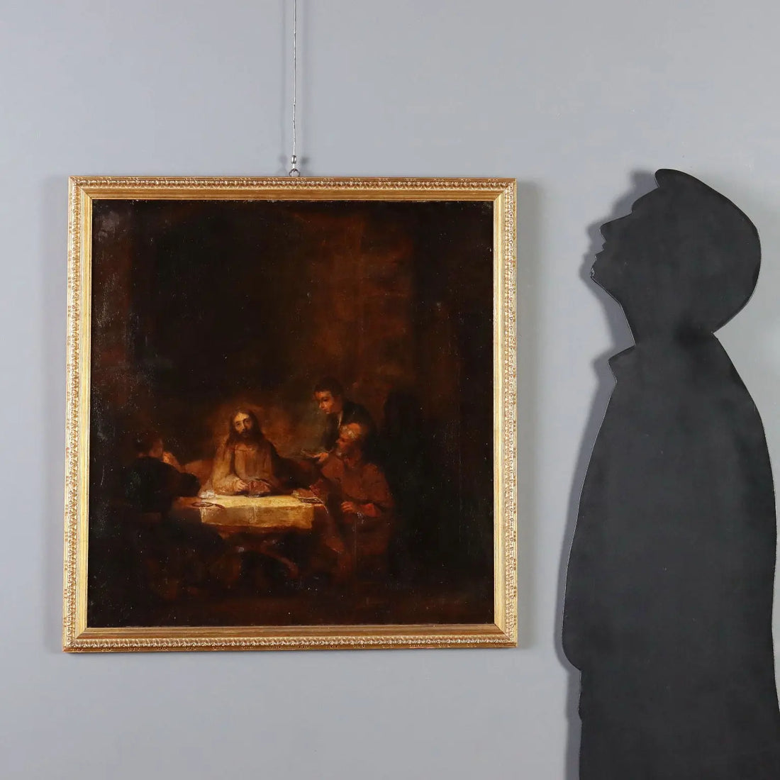 Antique Painting Supper at Emmaus Oil on Painting Italy XIX Century