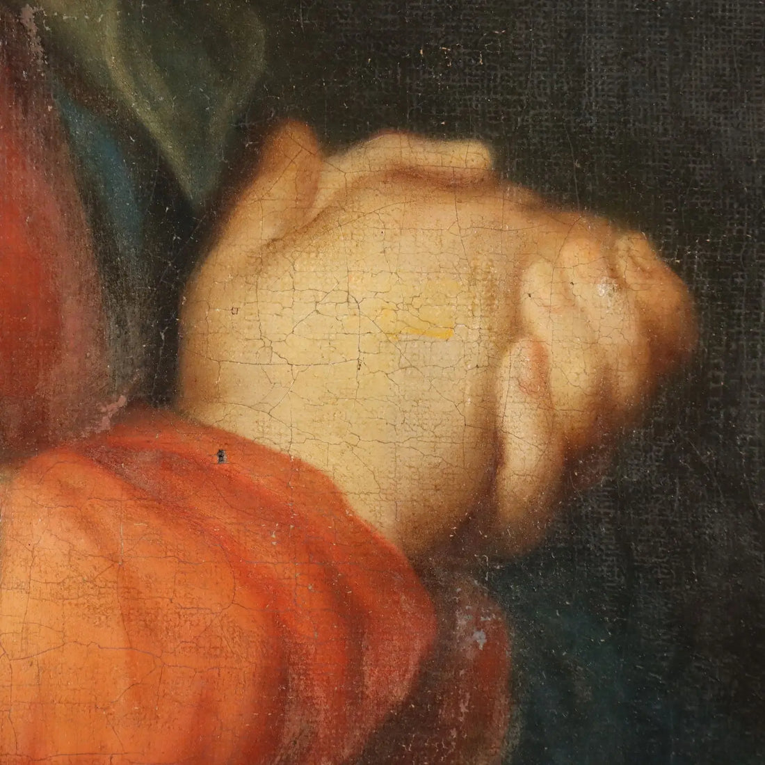 Antique Painting Virgin Mary Oil on Canvas Italy XVIII Century