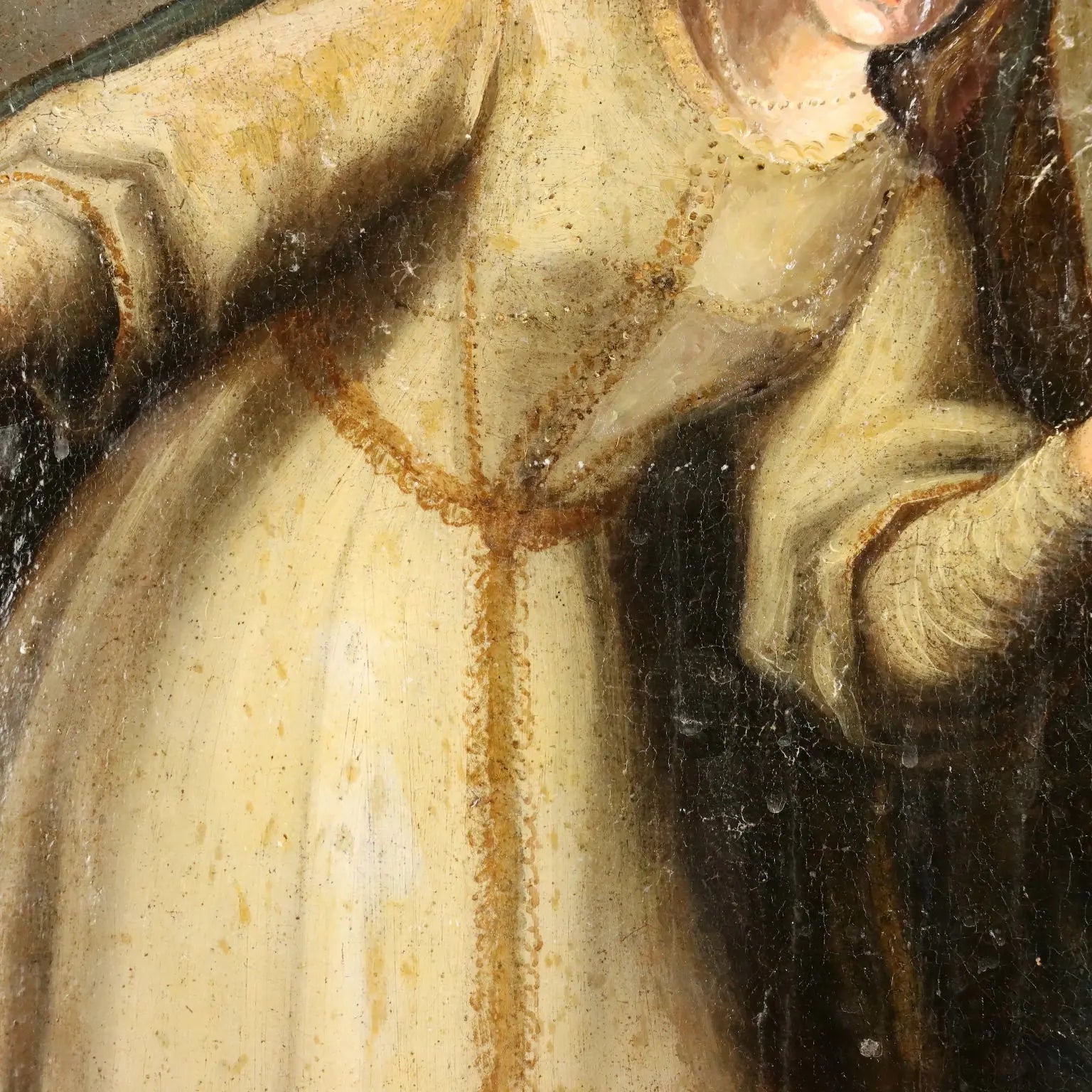 Antique Painting Virgin Mary Oil on Canvas Italy XVIII Century