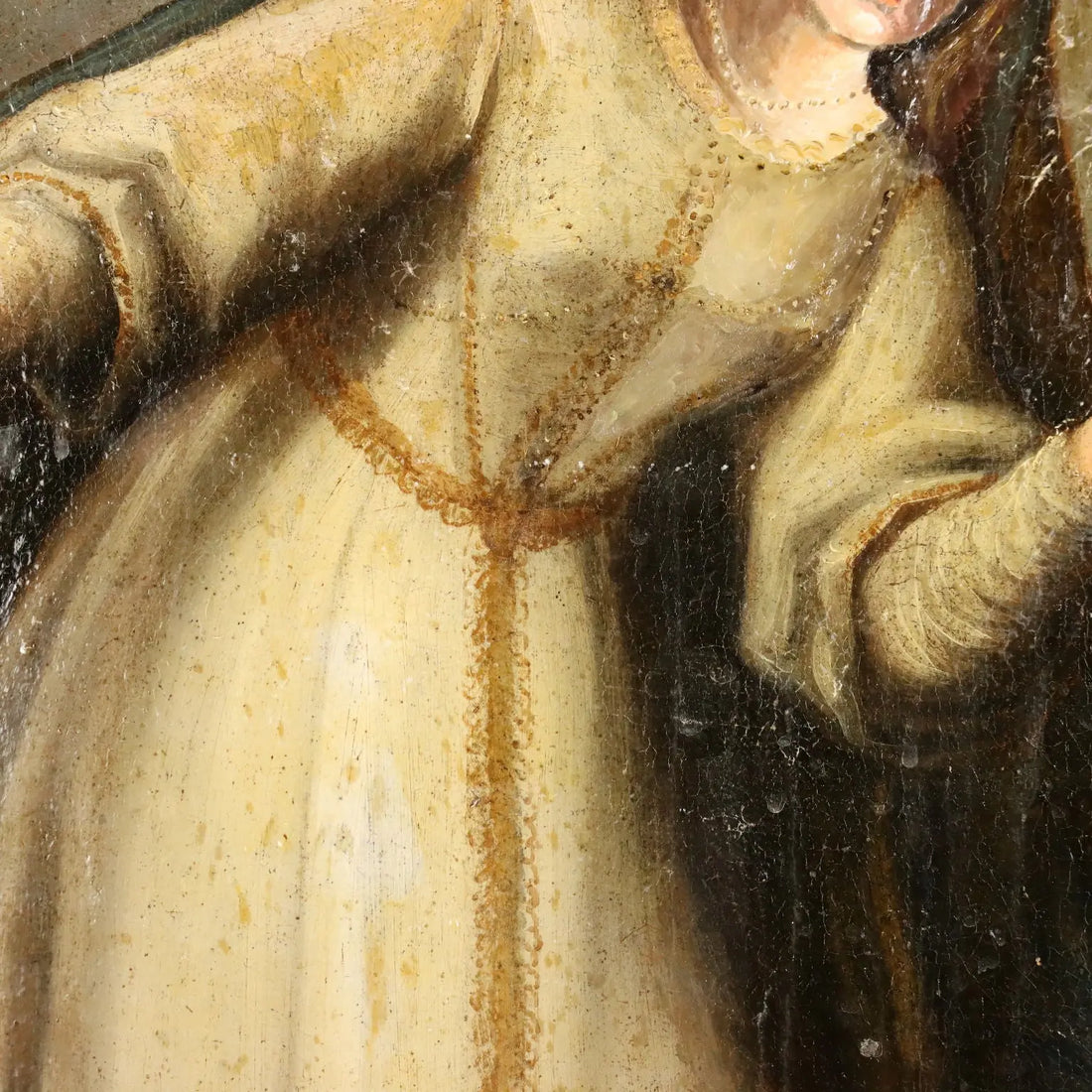 Antique Painting Virgin Mary Oil on Canvas Italy XVIII Century