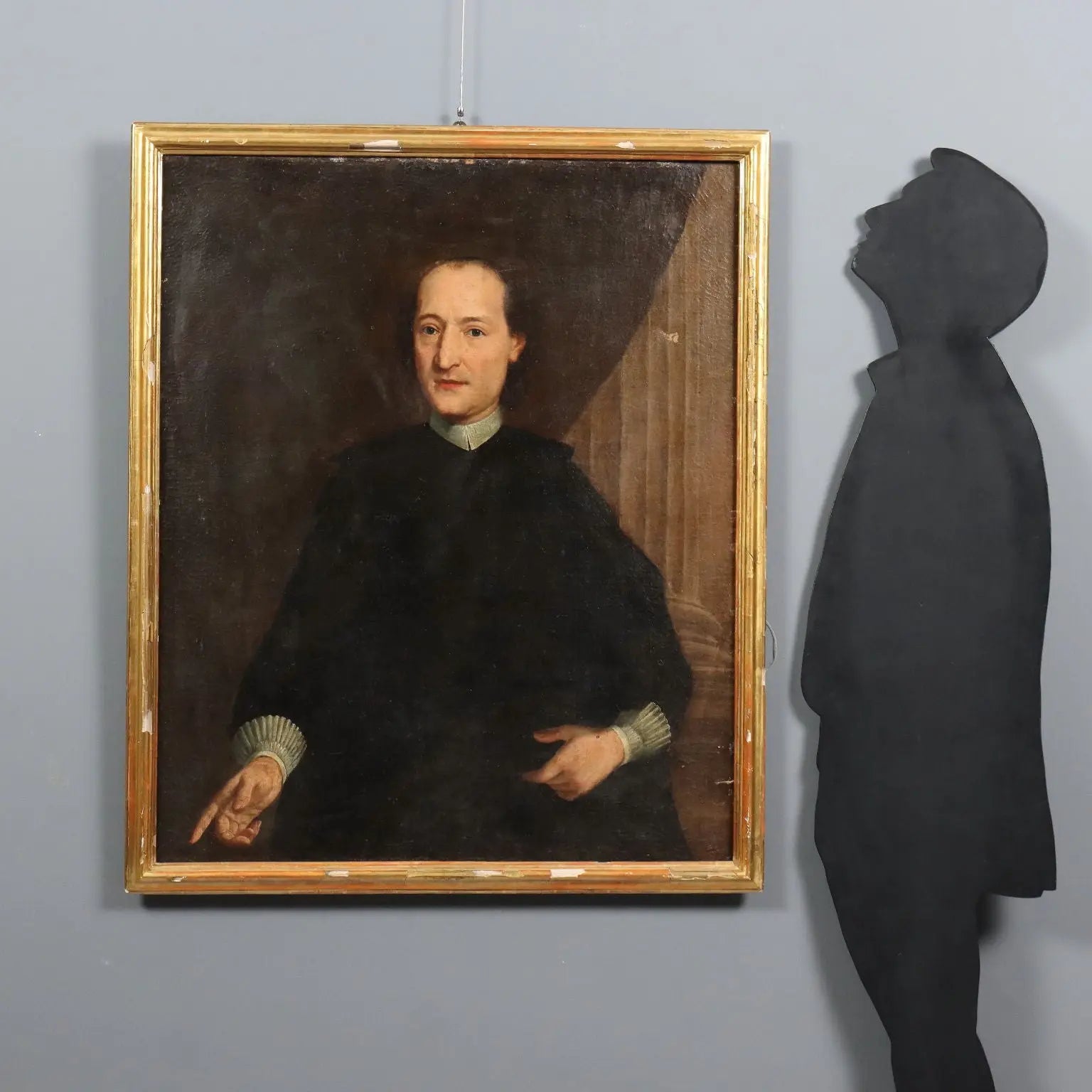 Antique Painting Portrait of a Clergy Man Oil on Canvas XVIII Century