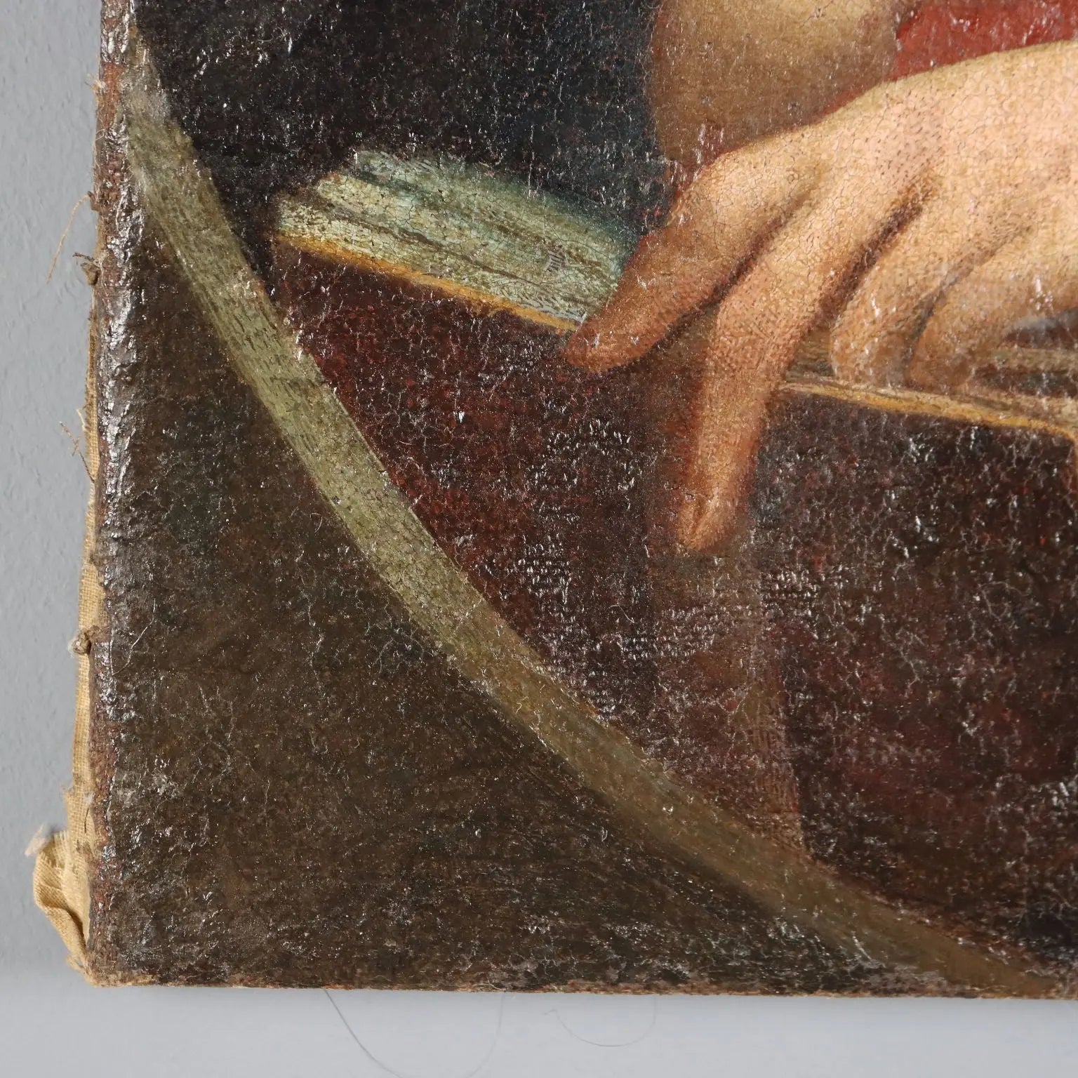 Antique Painting The Virgin Mary Oil on Canvas Italy XVII Century