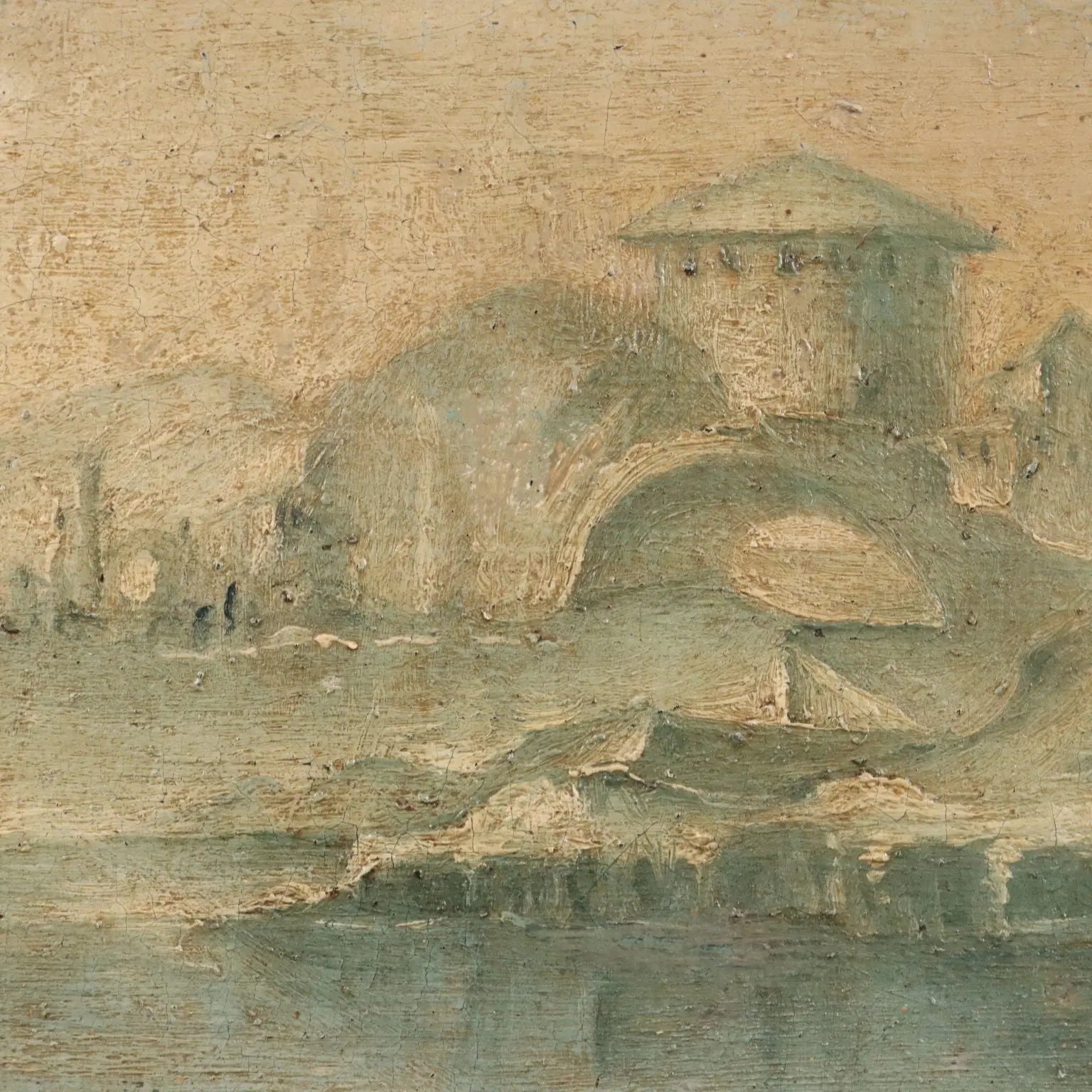 Antique Painting Archictectural Folly Oil on Canvas XVIII Century