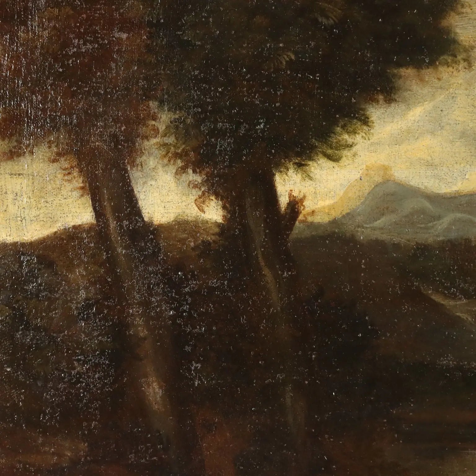 Antique Painting Landscape with Buildings Oil on Canvas '700