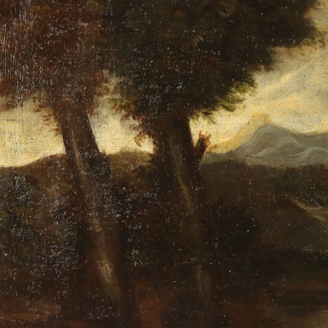 Antique Painting Landscape with Buildings Oil on Canvas '700