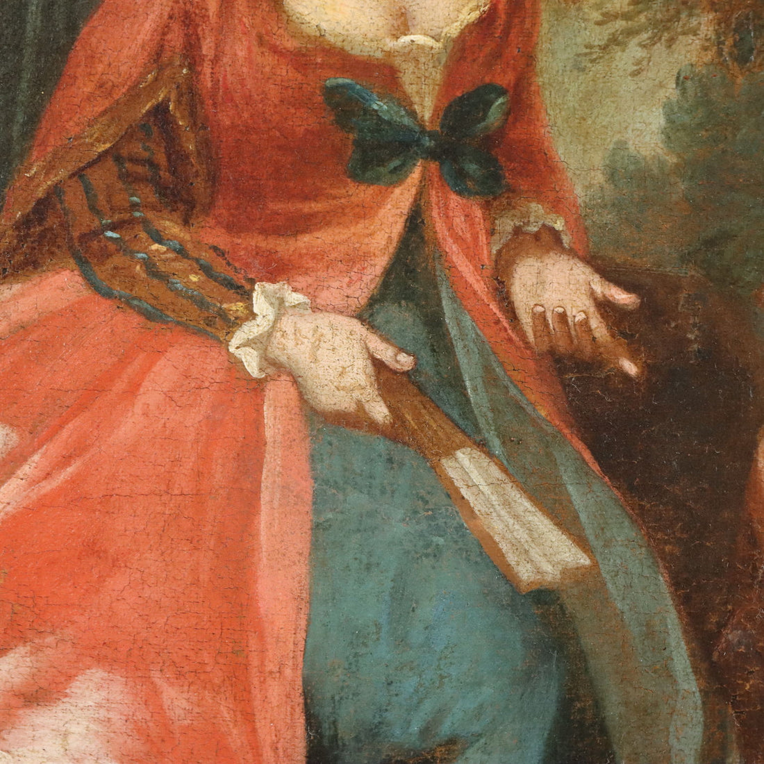 Antique Painting Love Concert in the Park Oil on Canvas XVIII Century