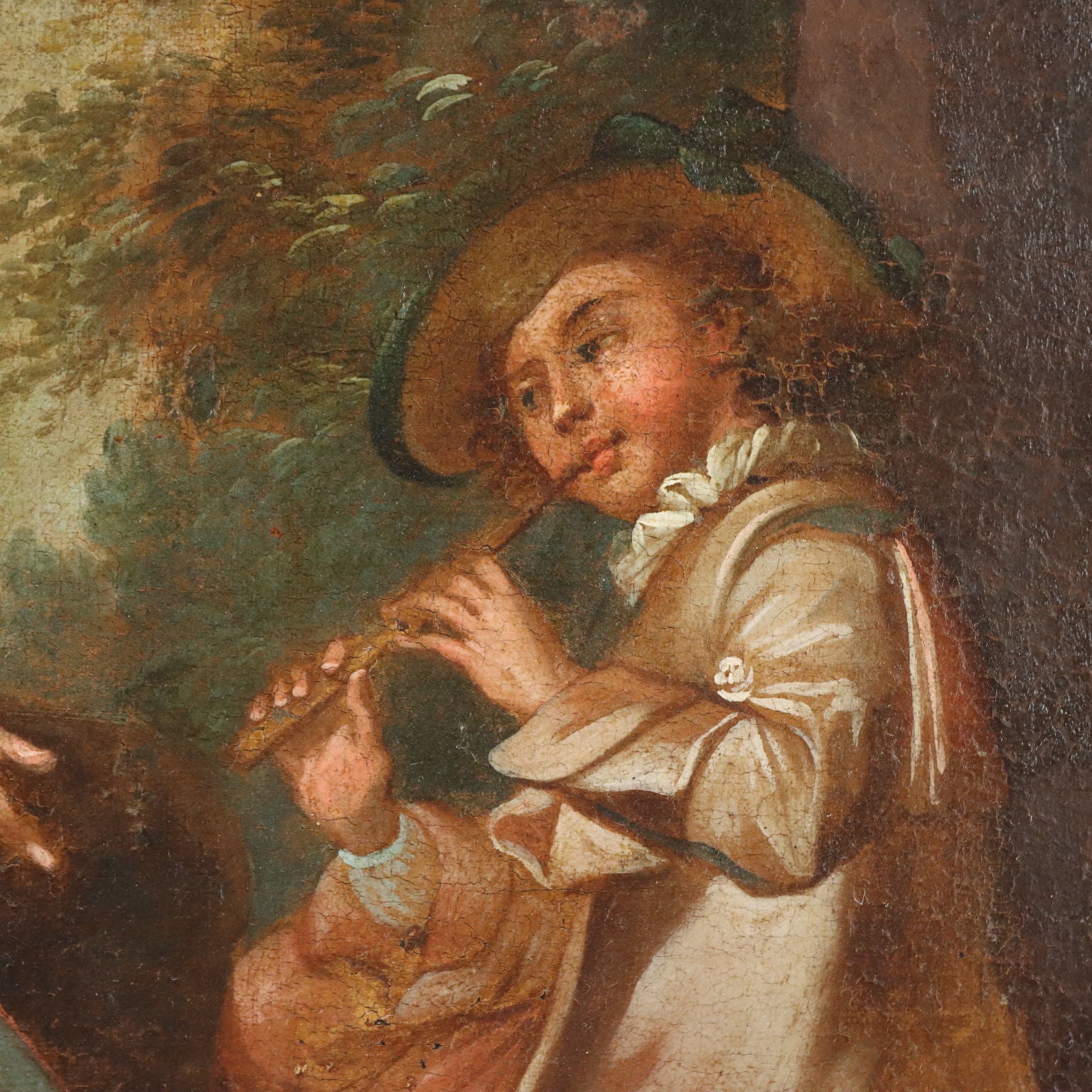 Antique Painting Love Concert in the Park Oil on Canvas XVIII Century