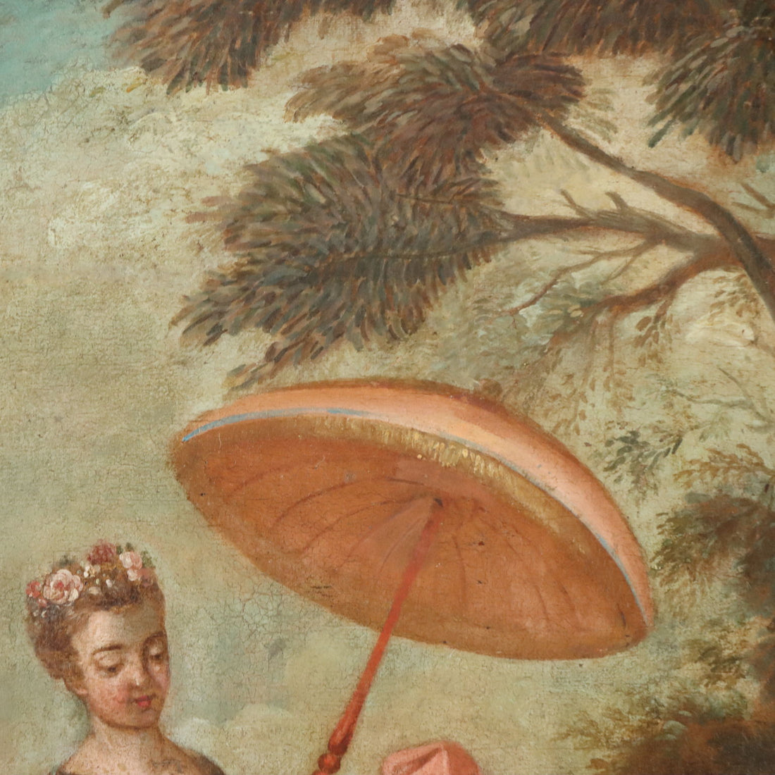 Antique Painting Love Concert in the Park Oil on Canvas XVIII Century