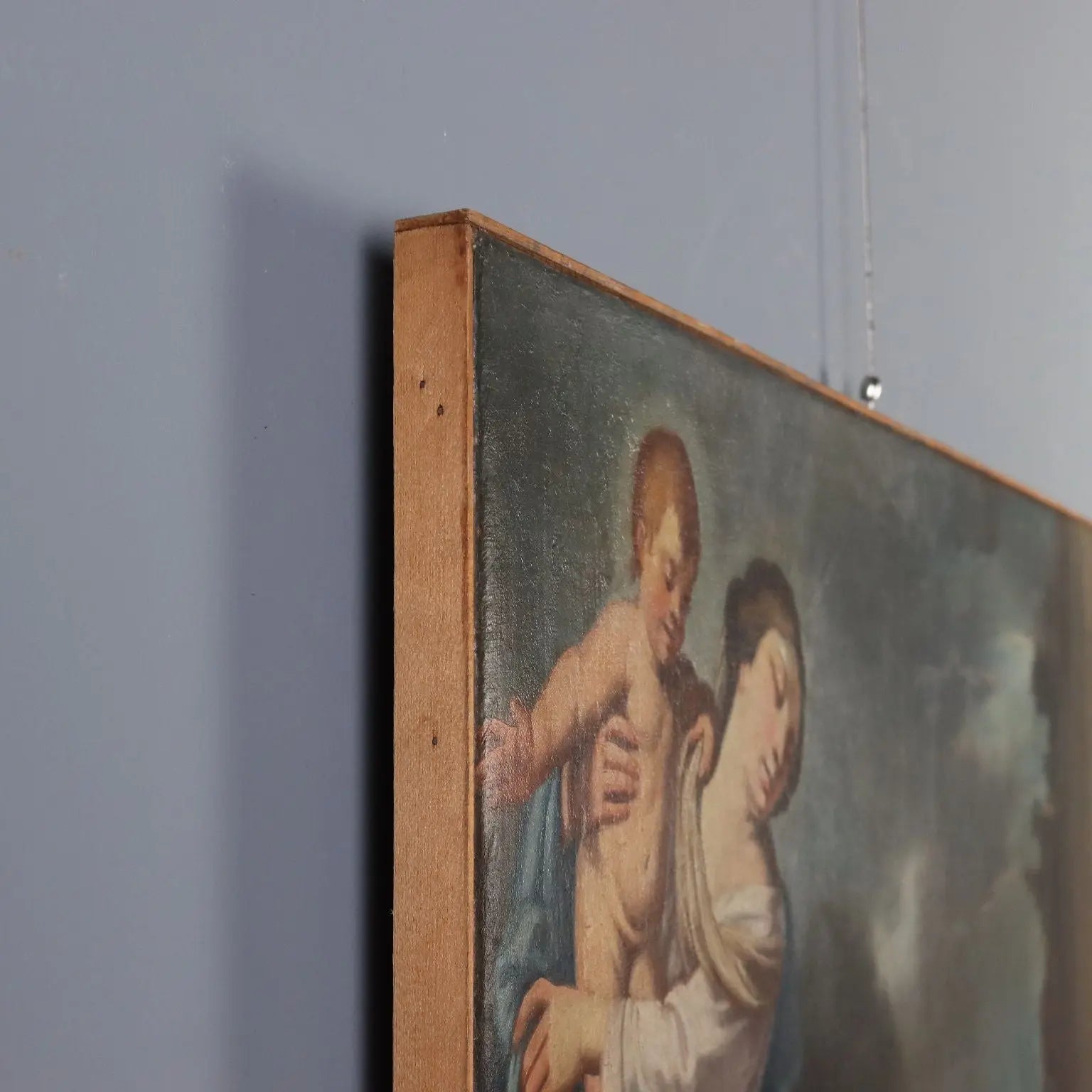 Antique Painting Religious Subject Oil on Canvas 1747