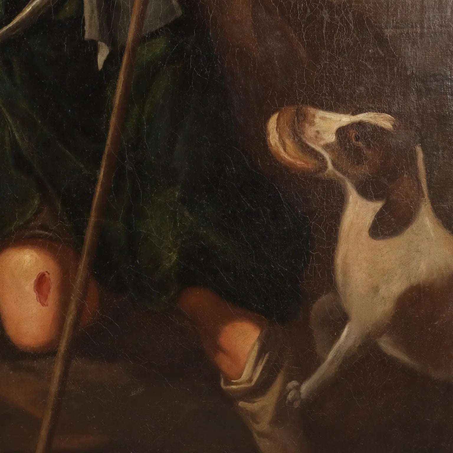 Antique Painting Religious Subject Oil on Canvas 1747