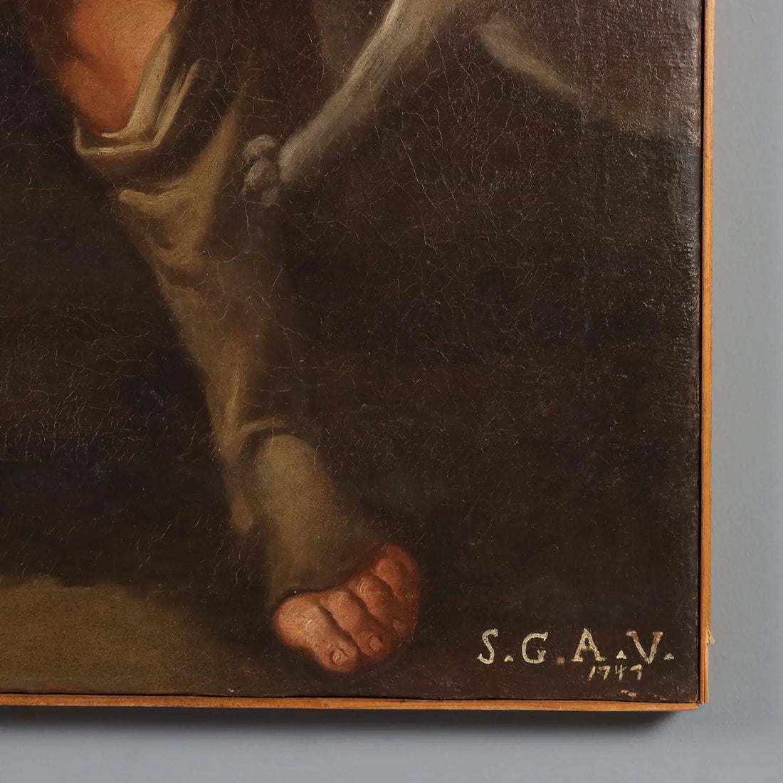 Antique Painting Religious Subject Oil on Canvas 1747